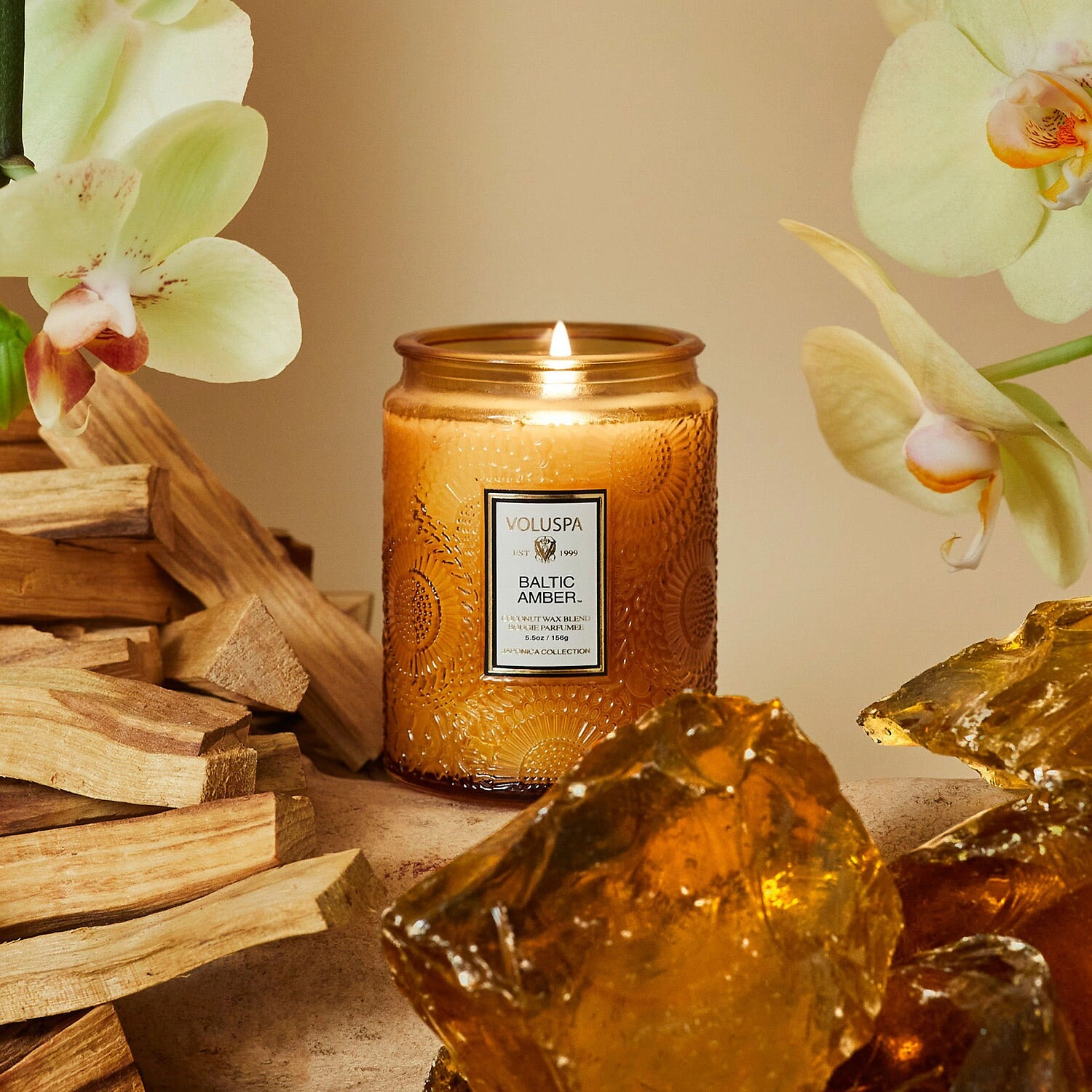 VOLUSPA Baltic Amber Glass Candle 5.5 oz/156g Fresh Scent - Image 6