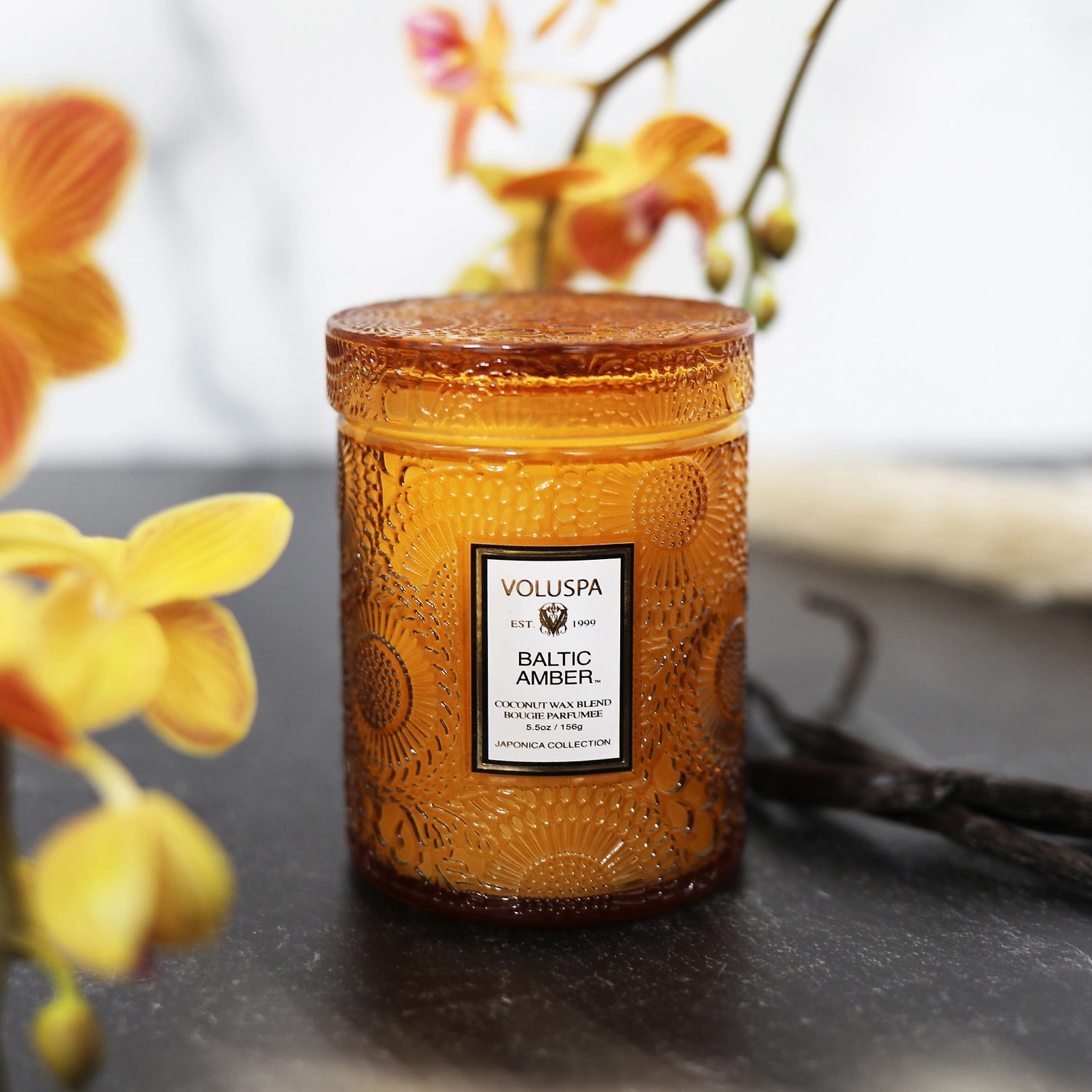 VOLUSPA Mini Baltic Amber Glass Candle 5.5 oz/156g Fresh Scent - Image 4