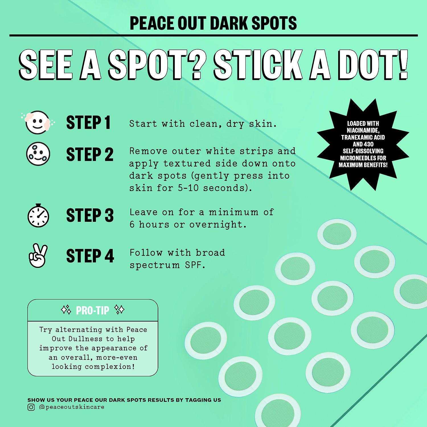 Peace Out Microneedling Dark Spot Brightening Dots with Hyaluronic Acid - Image 3