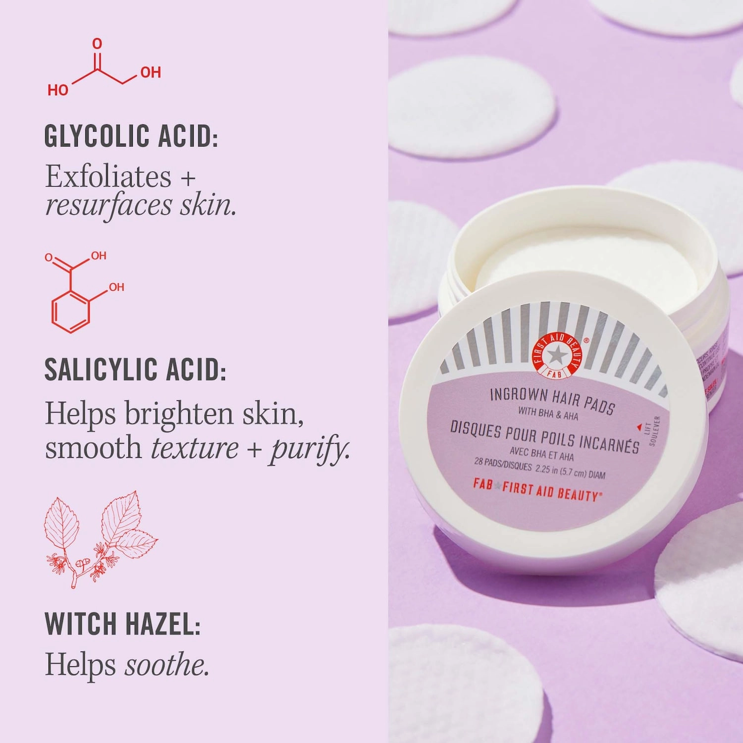 First Aid Beauty Ingrown Hair Pads with BHA & AHA, Size: 28 Pads, Vegan, Clean - Image 6