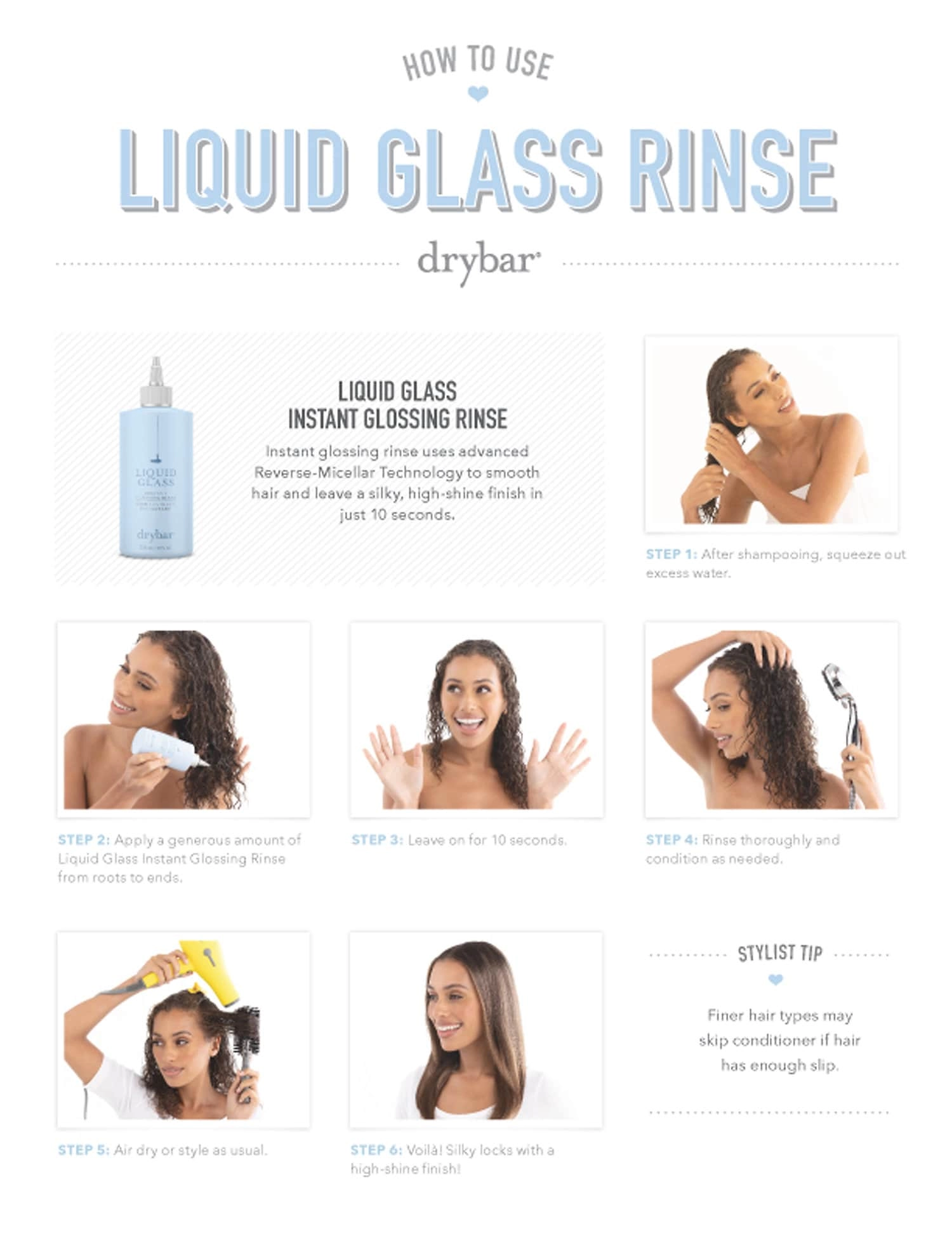 Drybar Liquid Glass Instant Glossing Rinse 8 oz/ 236 mL Vegan All Hair Types - Image 4