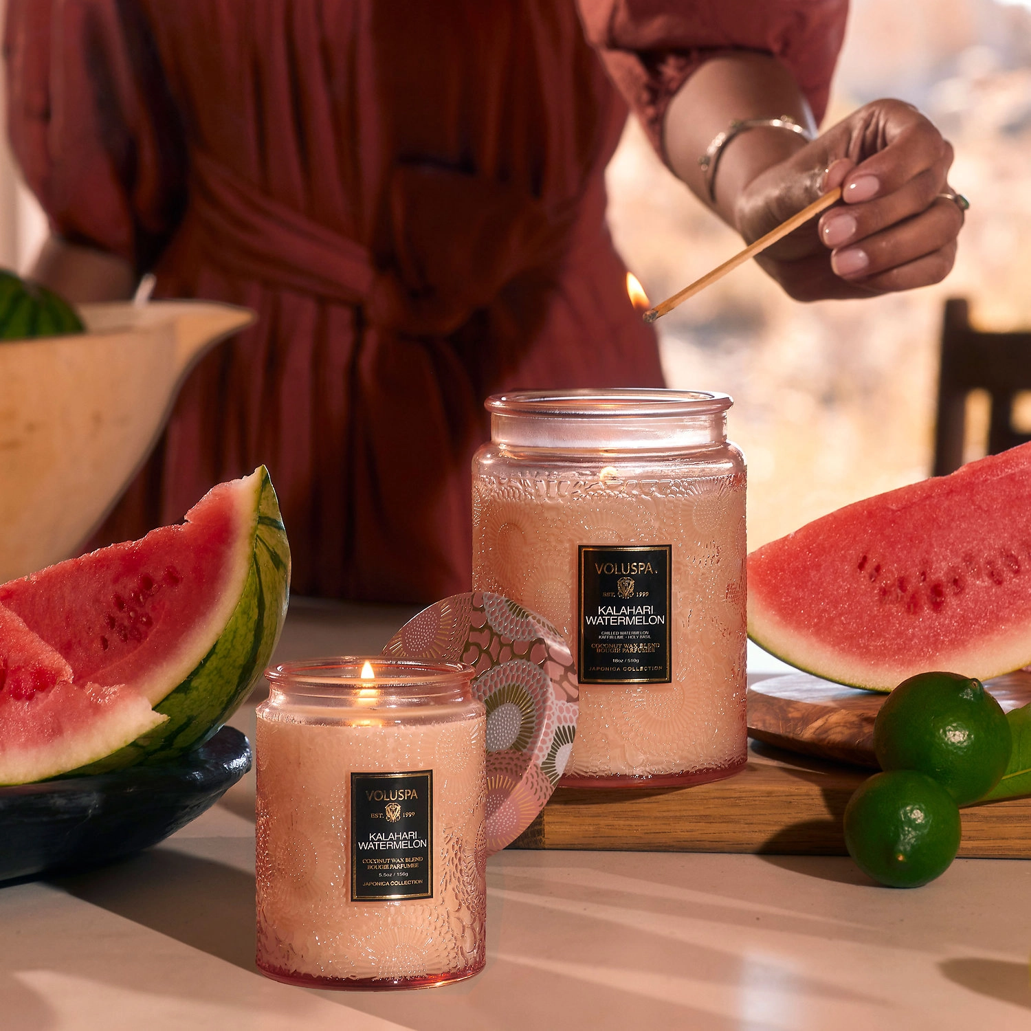 VOLUSPA Mini Kalahari Watermelon Glass Jar Candle 5.5 oz/156g Vegan Fresh Scent - Image 3
