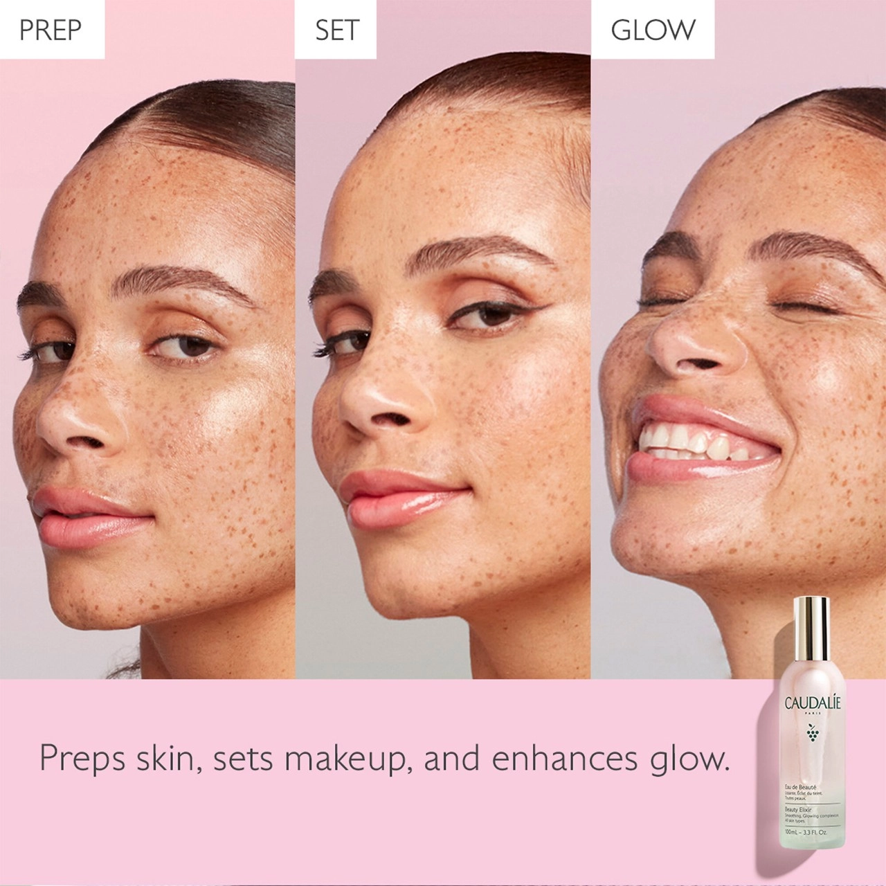 Caudalie Beauty Elixir Prep, Set, Glow Face Mist - 3.3 oz/100 mL, Vegan, Mint and Lemon Balm Essential Oils, Rosemary and Rose Essential Oils, Grape Extract and Orange Flower Water - Image 5