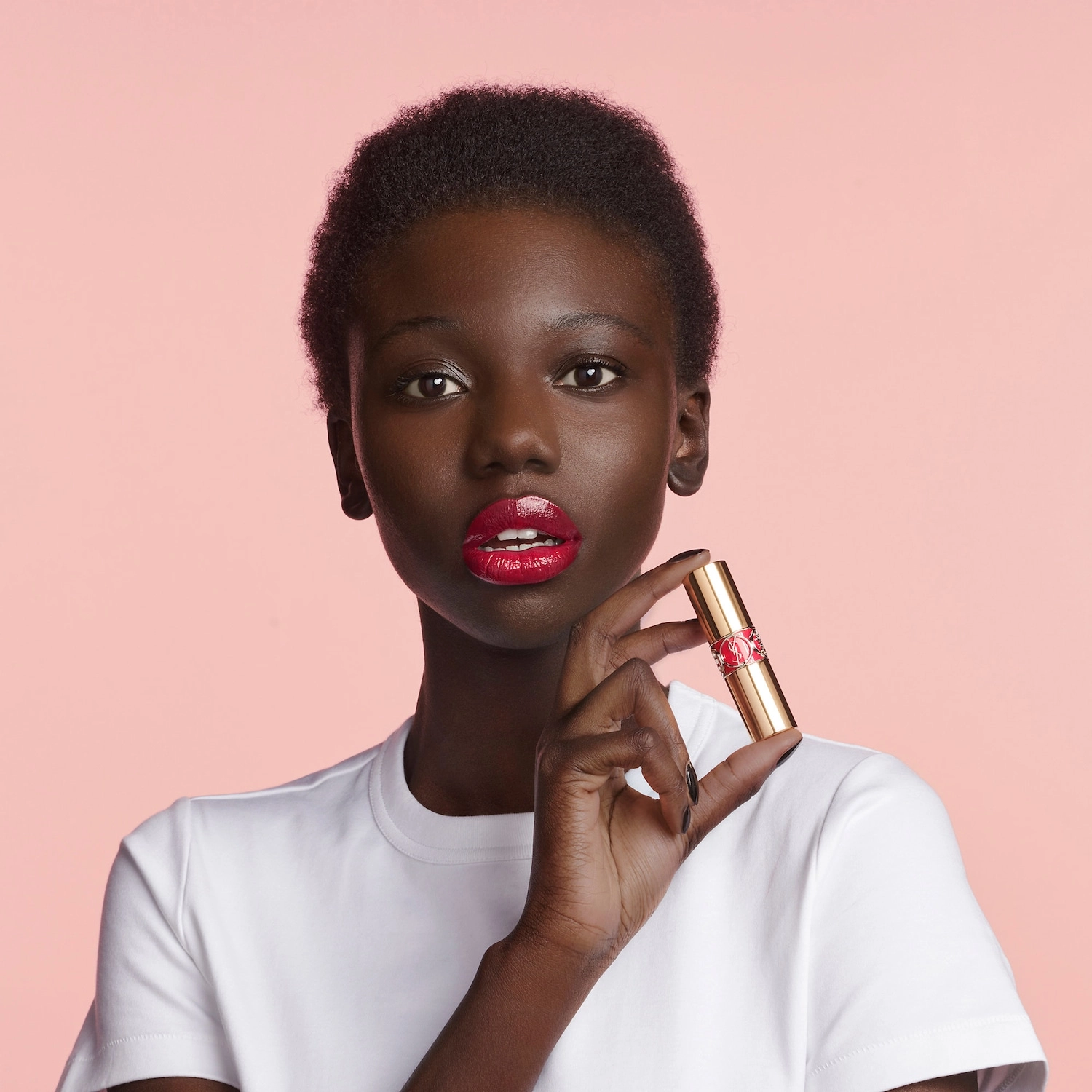 Yves Saint Laurent Rouge Volupté Shine Lipstick Balm Color 45 Rouge Tuxedo - Cherry Red - Image 8