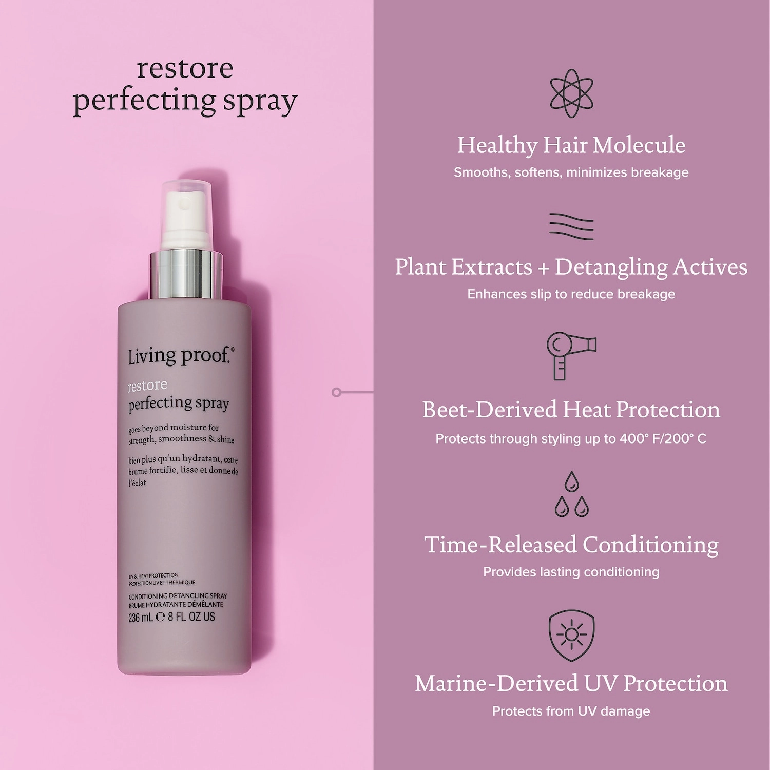 Living Proof Restore Perfecting Spray 1.7 oz/50 mL - Damage Heat Protection - All Hair Types - Image 5
