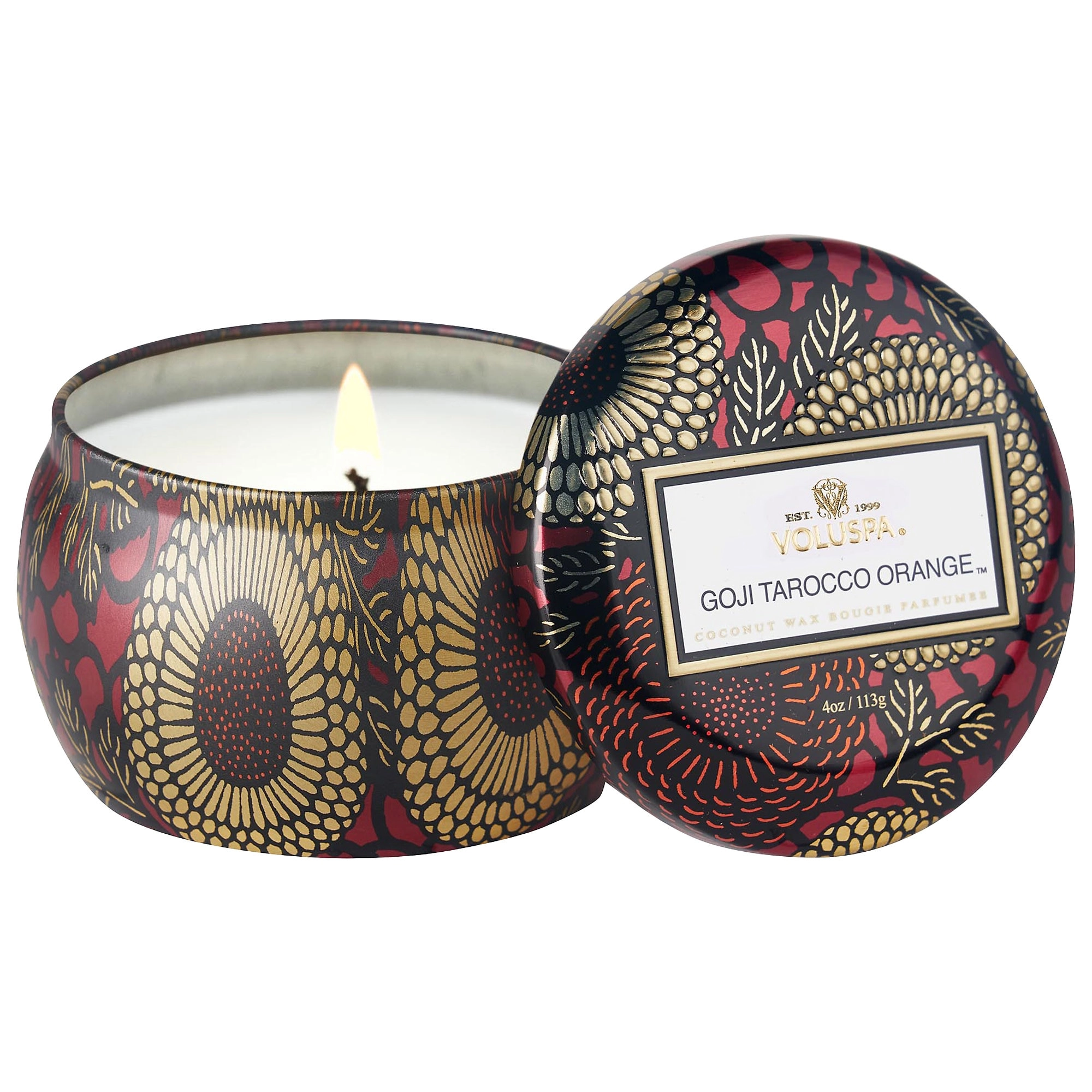 VOLUSPA Goji & Tarocco Orange Decorative Tin Candle 4.0 oz/113g Fresh Scent