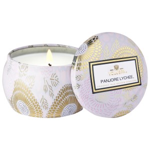 VOLUSPA Mini Panjore Lychee Decorative Tin Candle 4.0 oz/113g Warm & Spicy Scent