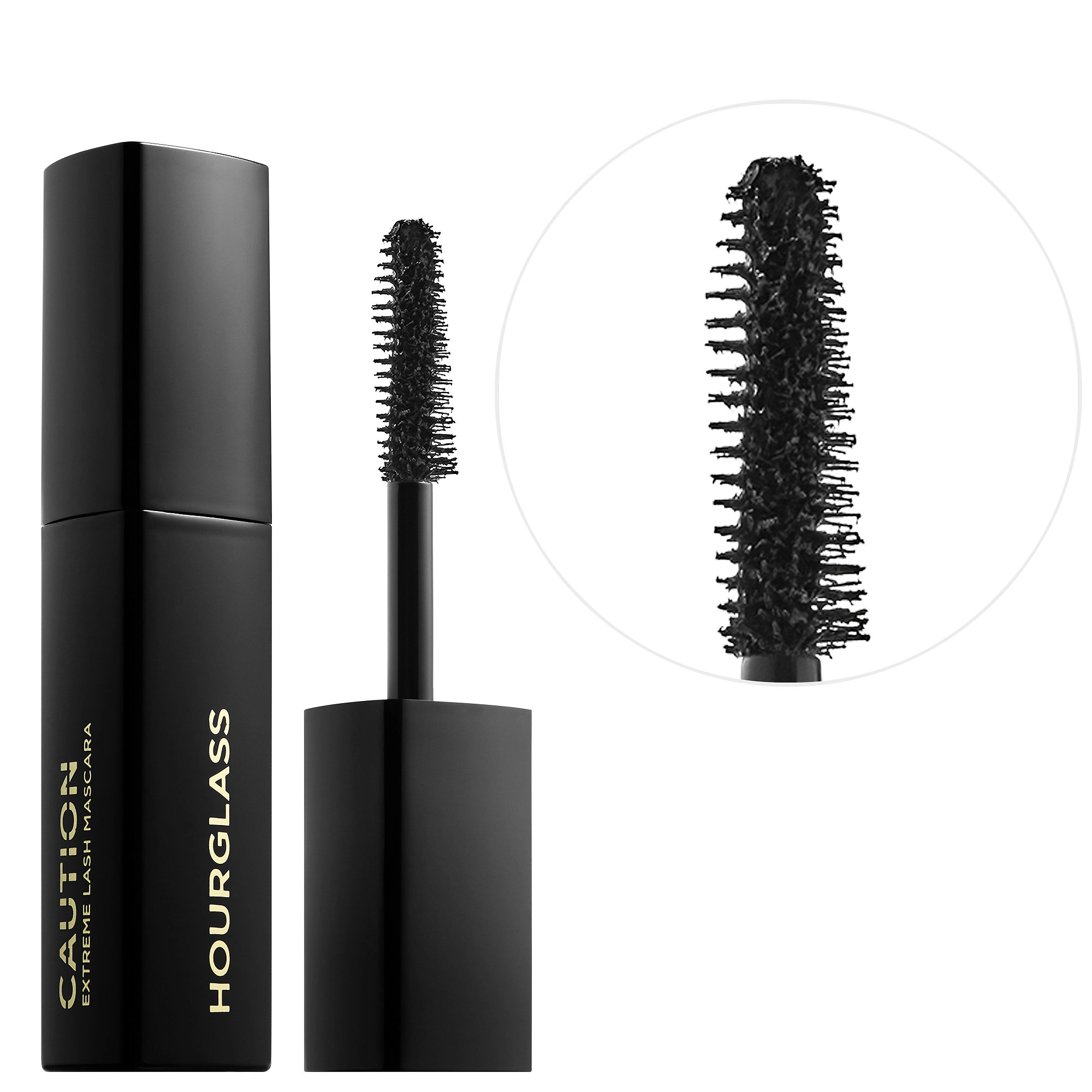 Hourglass Caution™ Extreme Lash Mascara Mini Size Black - 0.19 oz Vegan Volumizing Lengthening Without Parabens Cruelty-Free