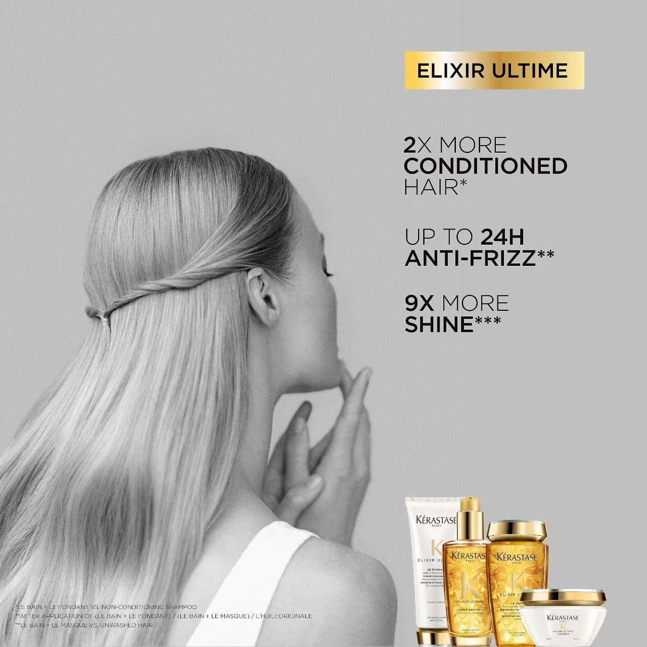 Kérastase Elixir Ultime Hydrating Hair Oil Serum Size: 3.4 oz/100 mL Frizz, Dryness, Shine - Image 7