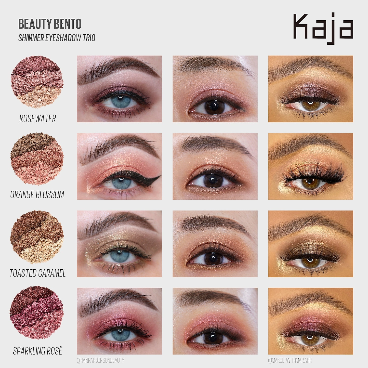 Kaja Eye Bento Bouncy Eyeshadow Trio in Rosewater - Champagne Cream, Ballerina Pink, & Deep Plum - Image 6