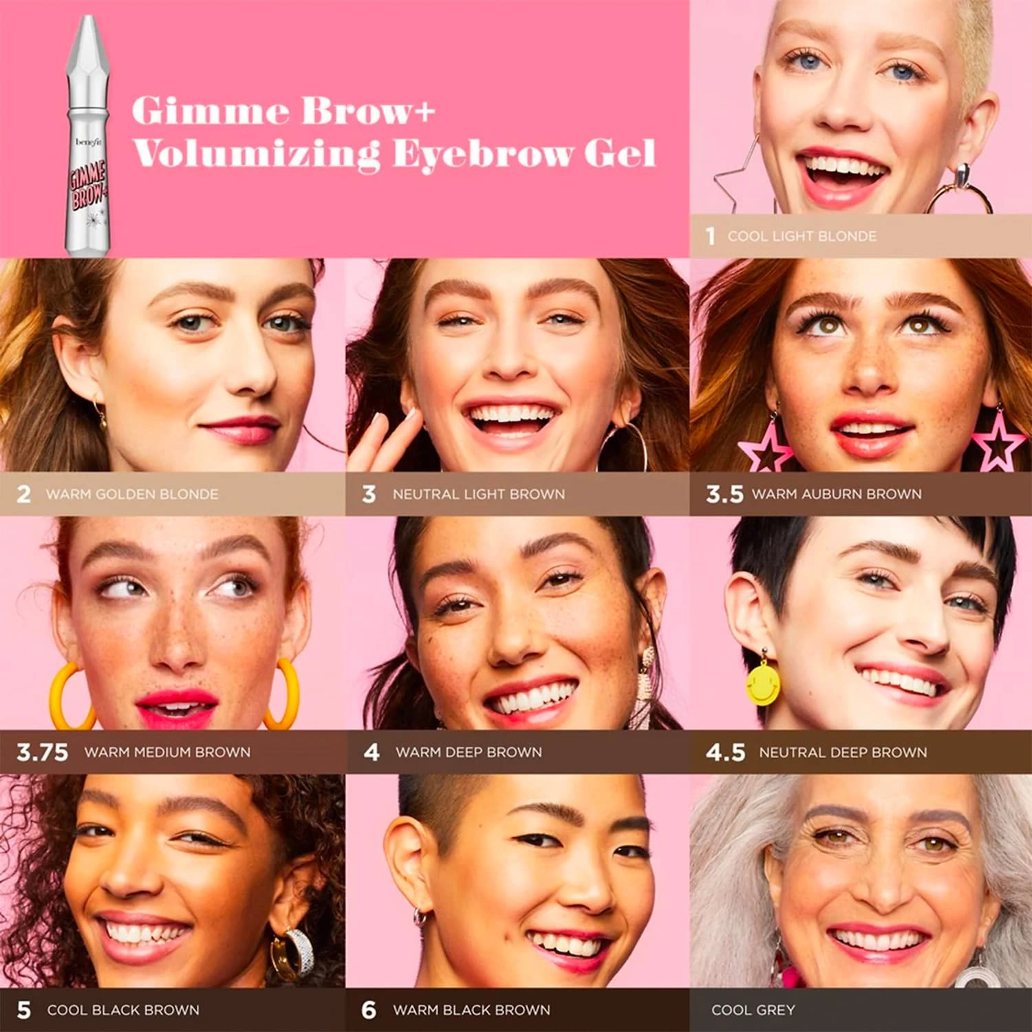 Benefit Cosmetics Gimme Brow+ Tinted Volumizing Eyebrow Gel Color 3.5 - Warm Auburn Brown - Image 12