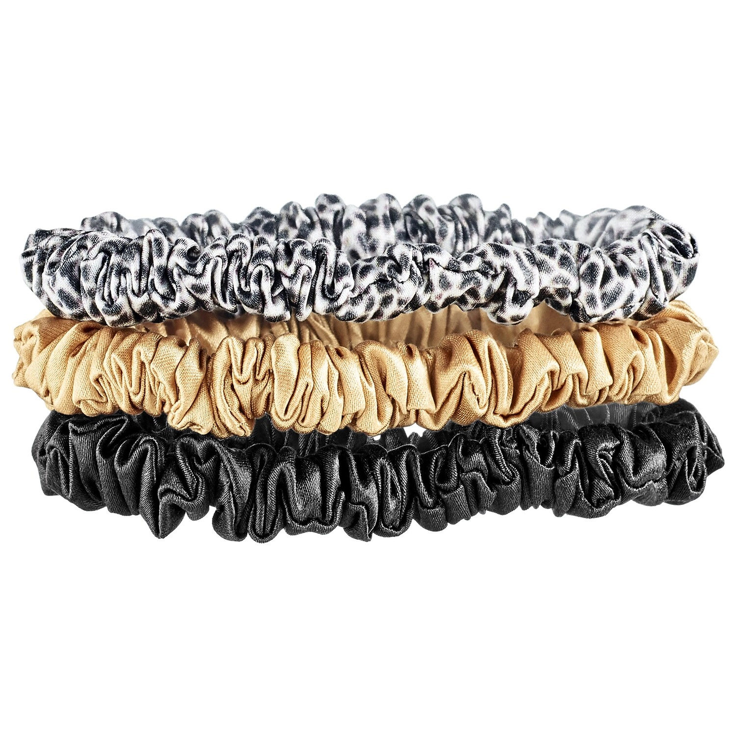 Slip Small Slipsilk™ Scrunchies Color: Leopard, Black, Caramel - Image 3