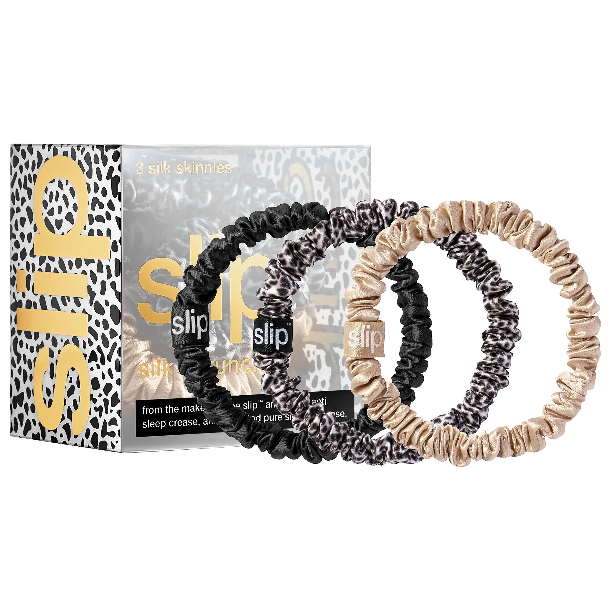 Slip Small Slipsilk™ Scrunchies Color: Leopard, Black, Caramel