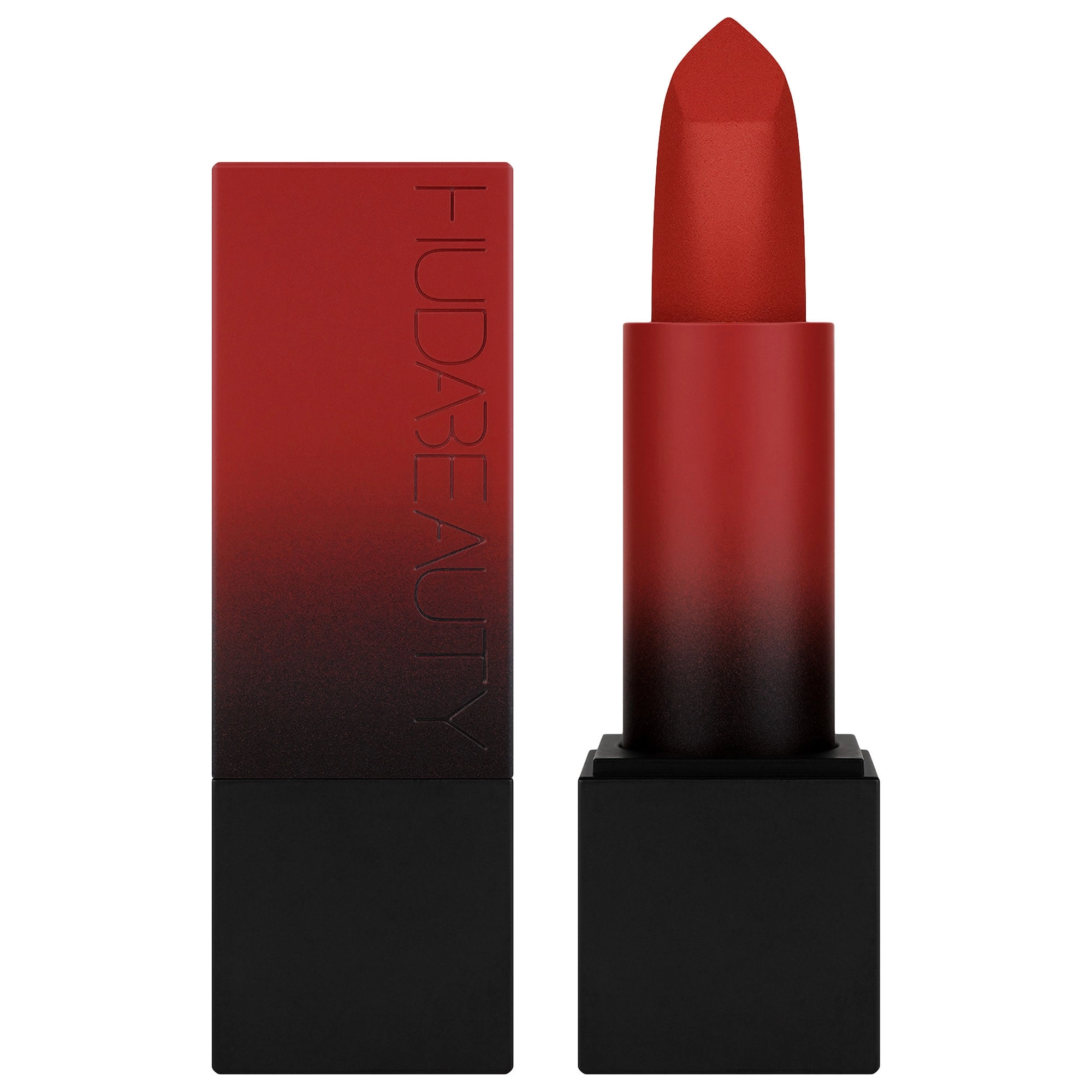 HUDA BEAUTY Power Bullet Matte Lipstick in El Cinco De Mayo - Bright and Spicy Red (Warm Toned)