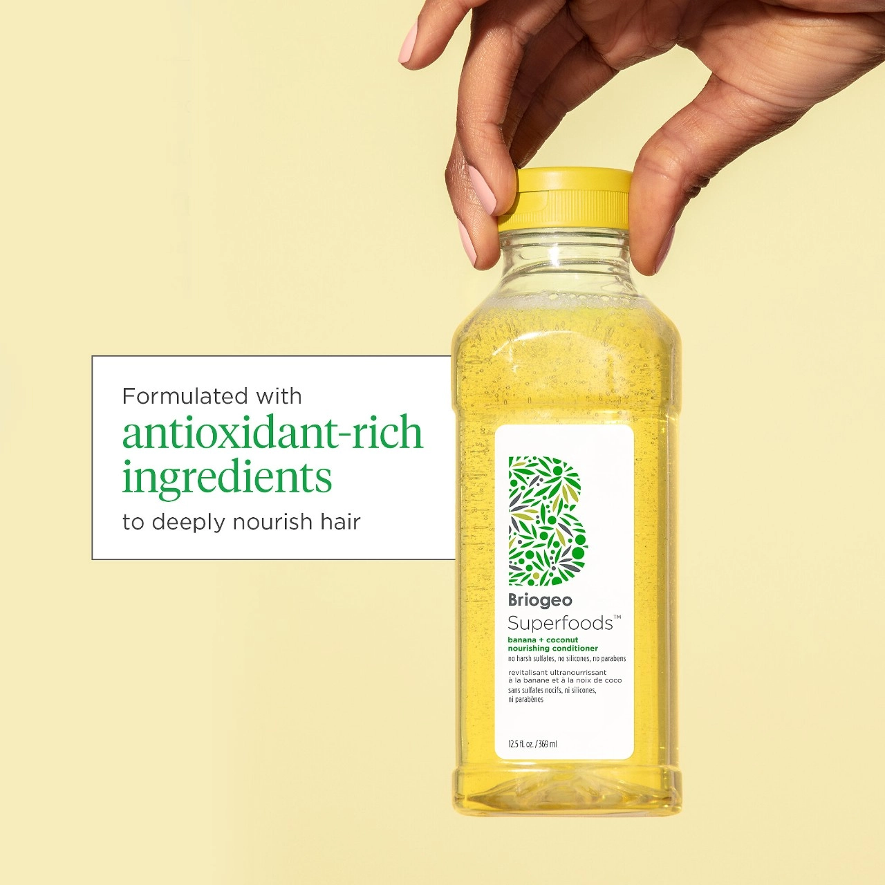 Briogeo Superfoods Banana + Coconut Nourishing Shampoo 12.5 oz / 369 mL Vegan Clean + Planet Positive - Image 2