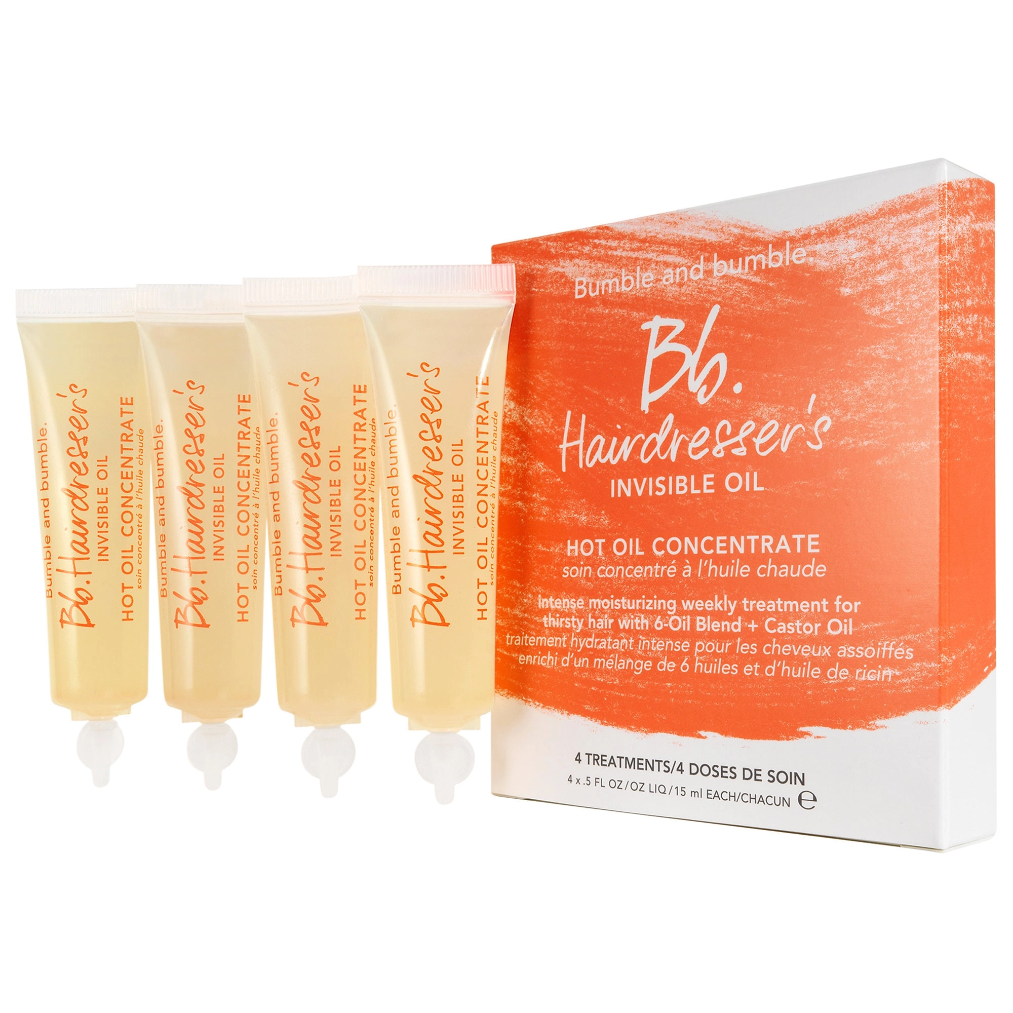 Bumble and bumble Hairdresser's Invisible Oil Hot Oil Concentrate - 4 x. 5 oz/ 15 mL - Smooths, Hydrates, and Nurtures Hair
