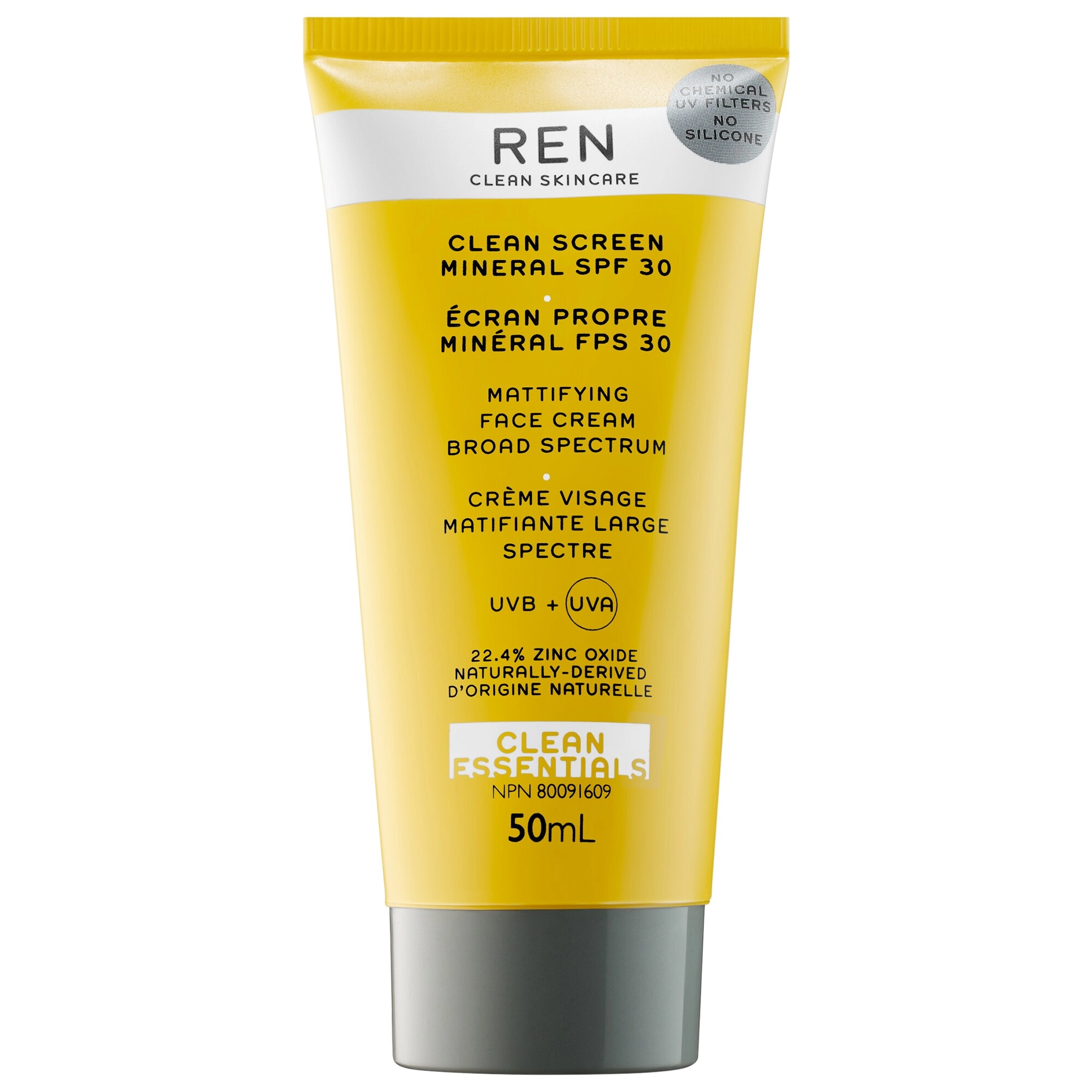 REN Clean Skincare Clean Screen Mineral SPF 30 1.69 oz/50 mL - Mattifying Mineral Sunscreen