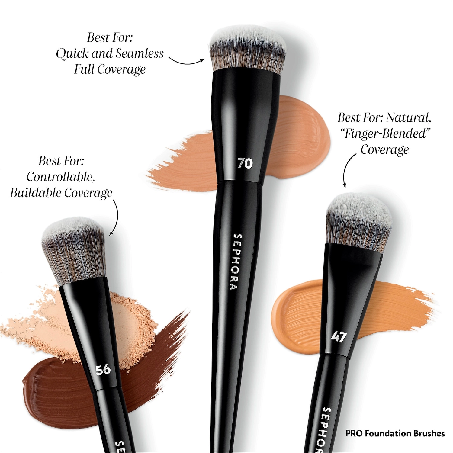 SEPHORA COLLECTION PRO Foundation Brush #70 Vegan Pressed Powder Cream Liquid Full Coverage - Image 6