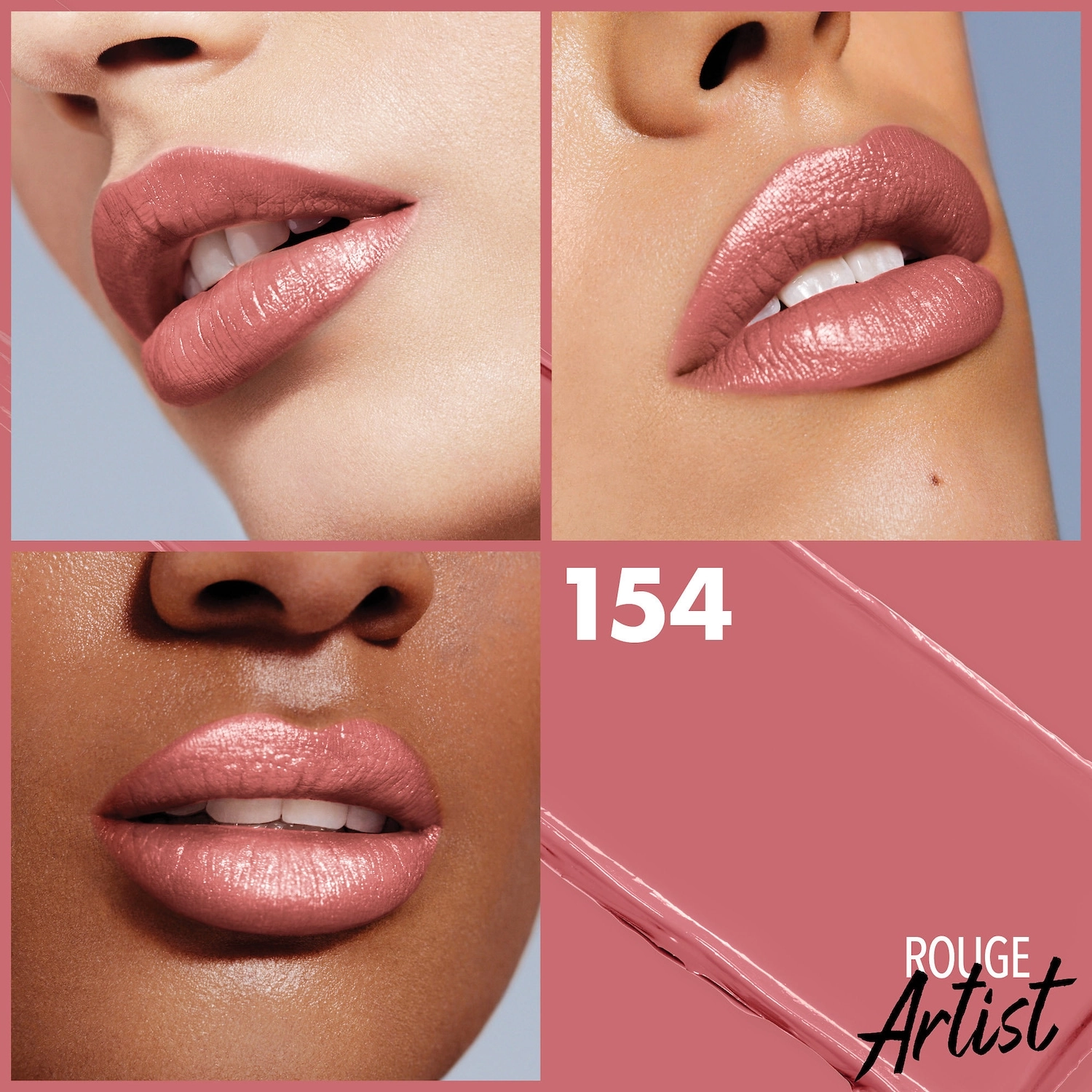 MAKE UP FOR EVER Rouge Artist Lipstick Color 154 Brazen Pink - Light Warm Pink - Image 5