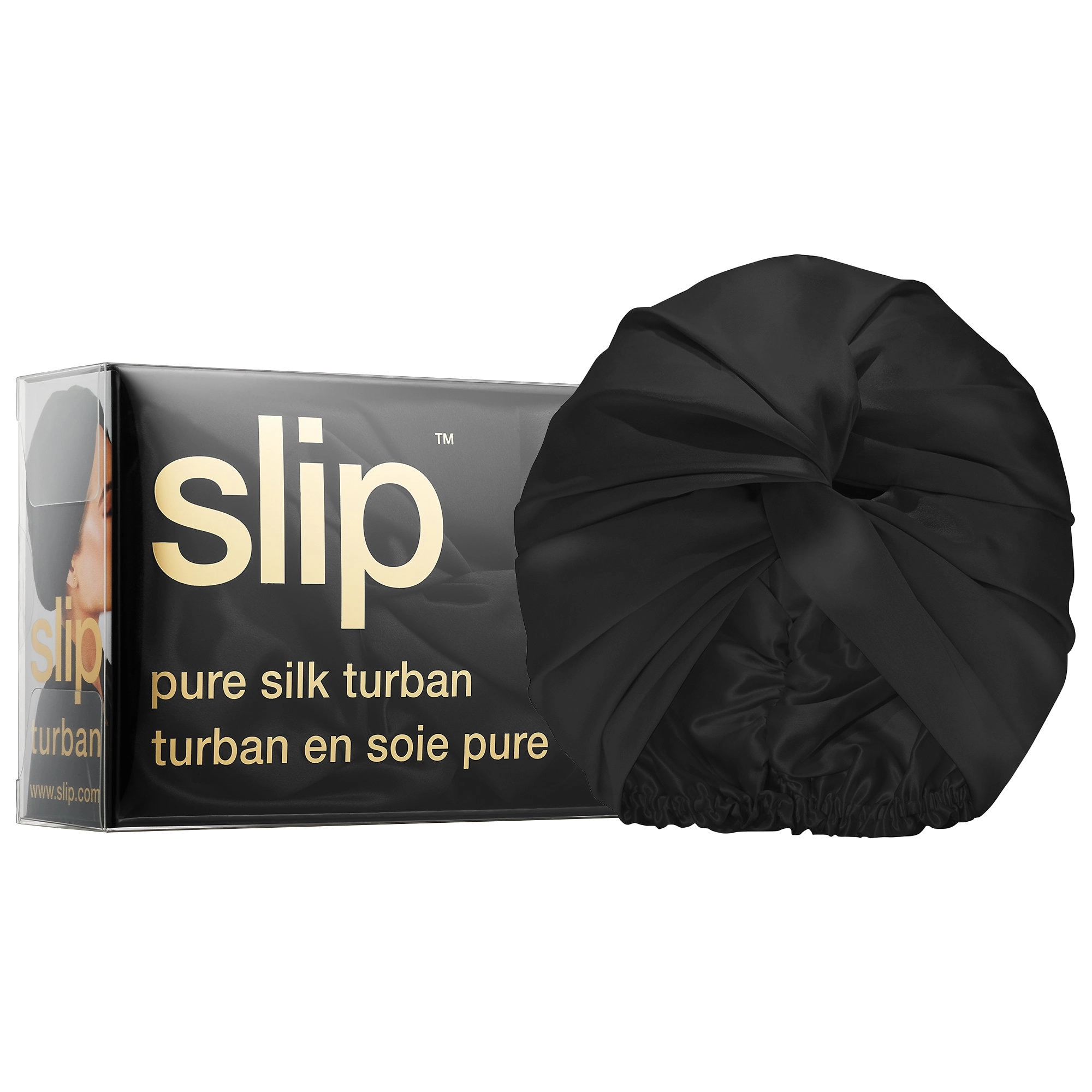Slip Pure Silk Turban Color: Black
