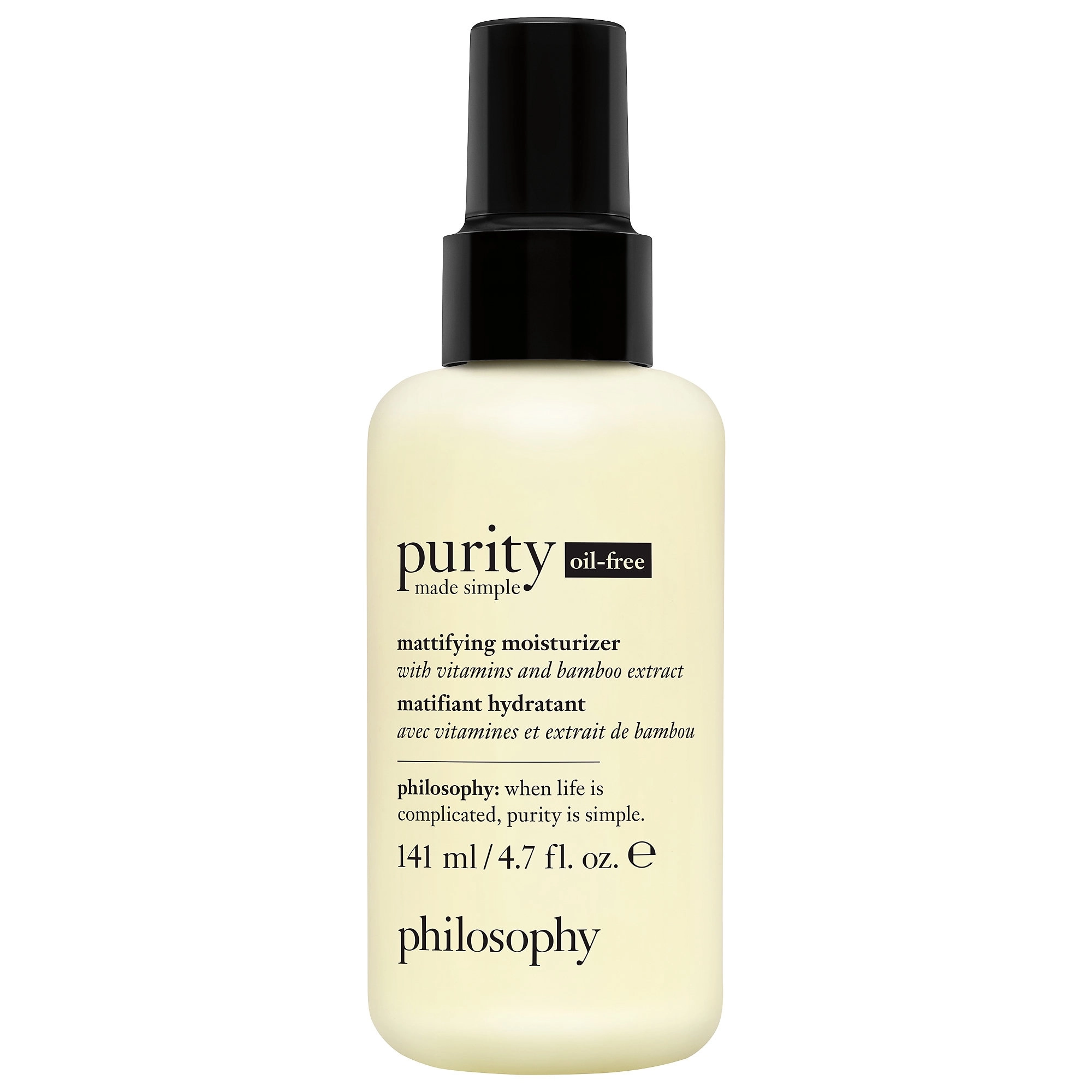 Philosophy Purity Oil-Free Mattifying Moisturizer for Combination and Oily Skin, 24-Hour Hydration, Bamboo Extract, Vitamin B5, C, and E