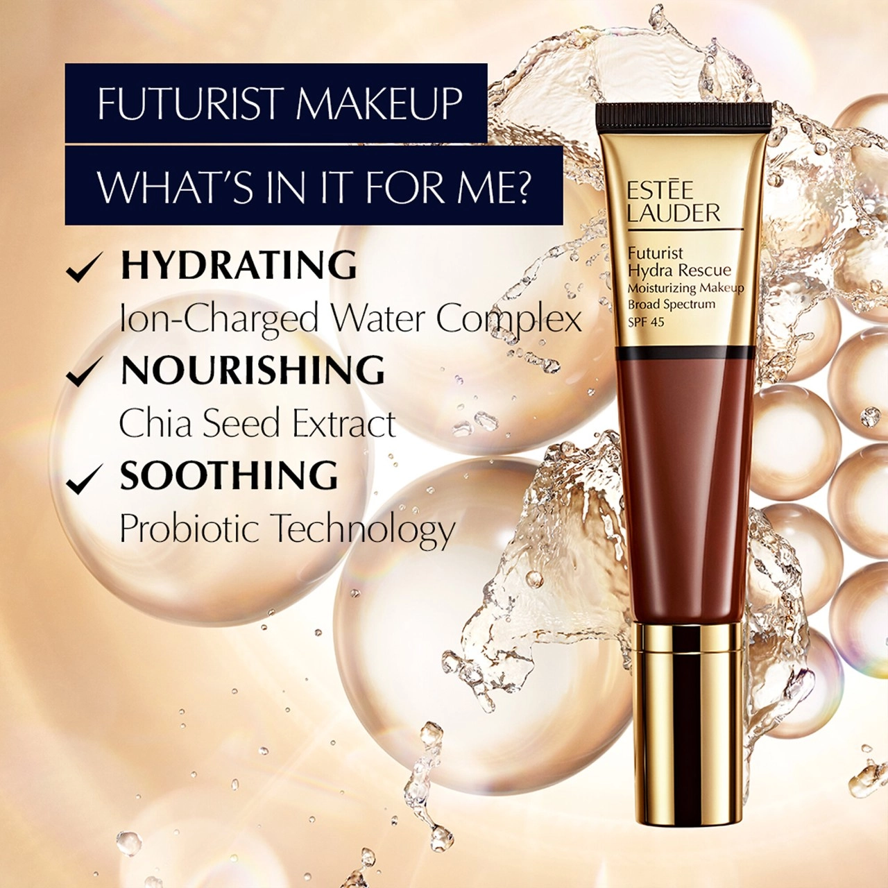Estée Lauder Futurist Hydra Rescue Moisturizing Foundation SPF 45 Color: 7N2 Rich Amber - Extra Deep with Warm Golden Undertones - Image 7
