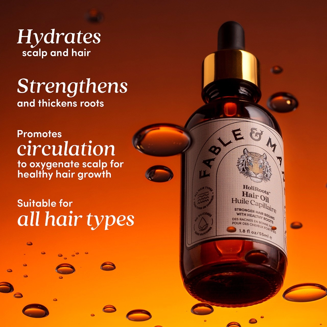 FABLE & MANE HoliRoots™ Pre-wash Hair Treatment Oil 1.8 oz/55mL Vegan Clean - Image 6