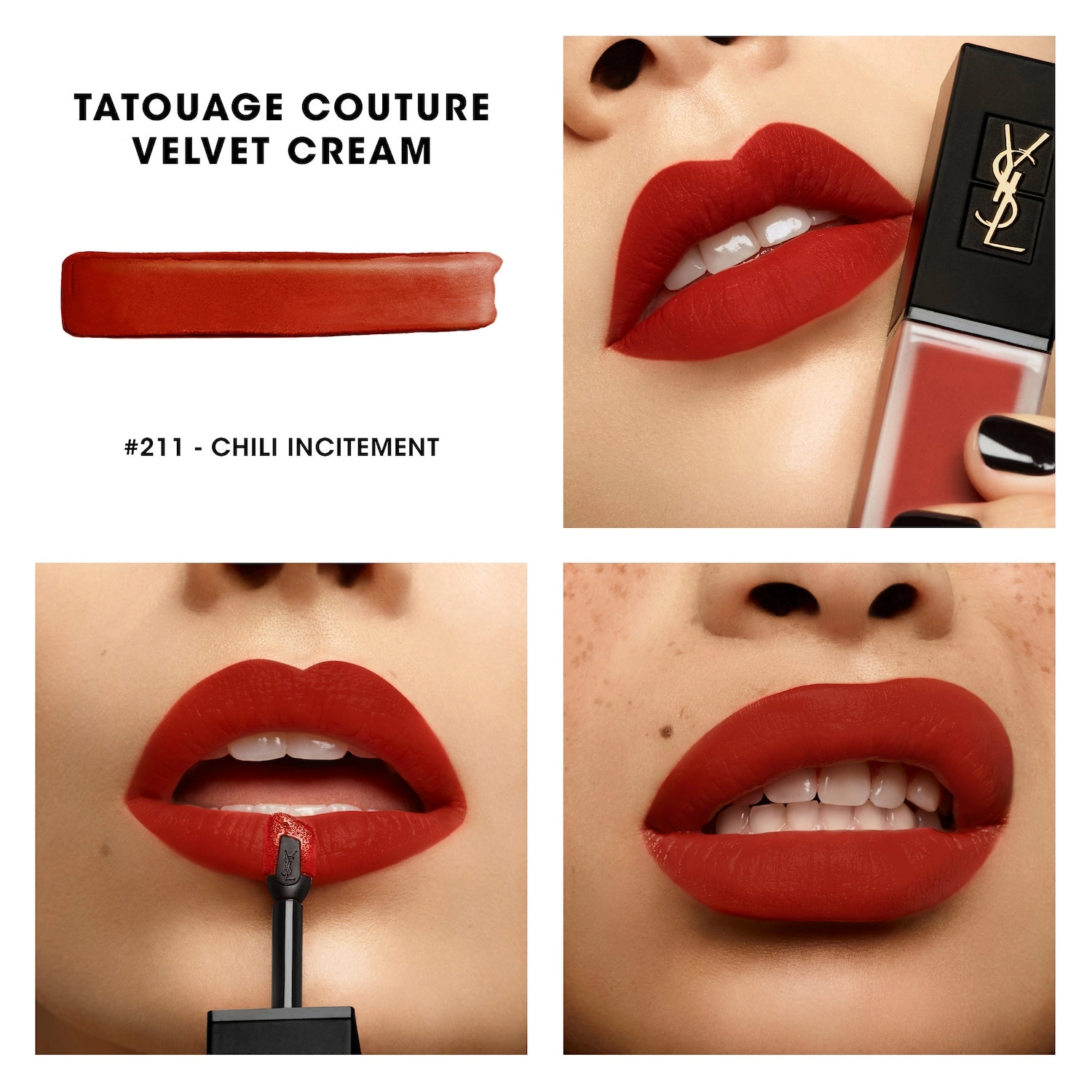 Yves Saint Laurent Tatouage Couture Velvet Cream Matte Liquid Lipstick Color: N211 Chili Incitement - Image 3
