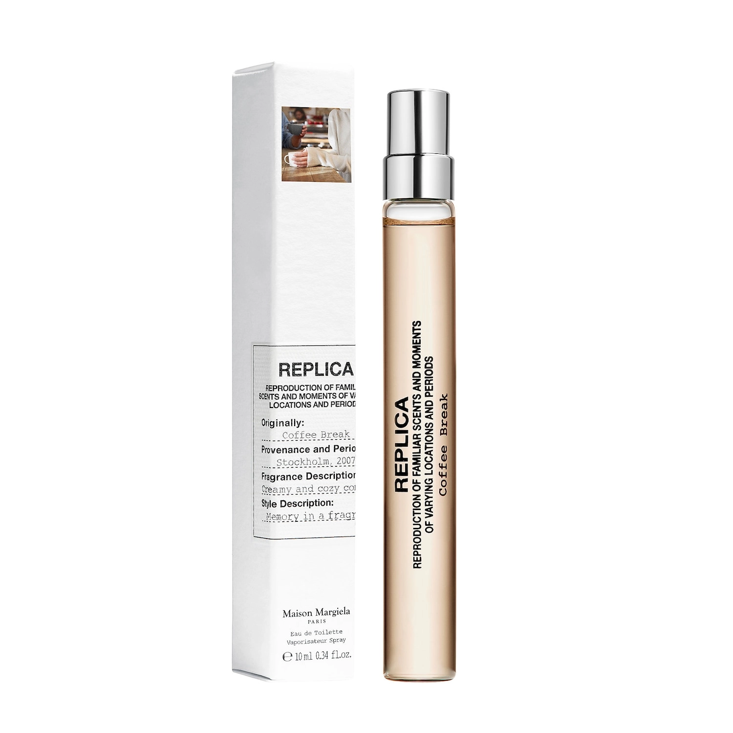 Maison Margiela 'REPLICA' Coffee Break Eau de Toilette Travel Spray 0.34 oz/10 mL Warm & Spicy Warm & Sweet Gourmand Coffee Accord, Lavender, Milk Mousse Accord - Image 7