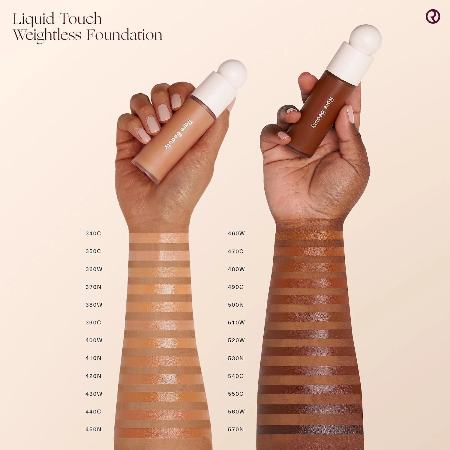 Rare Beauty by Selena Gomez Liquid Touch Weightless Foundation Color: 430W - Medium Deep with Warm Olive Undertones - Image 2