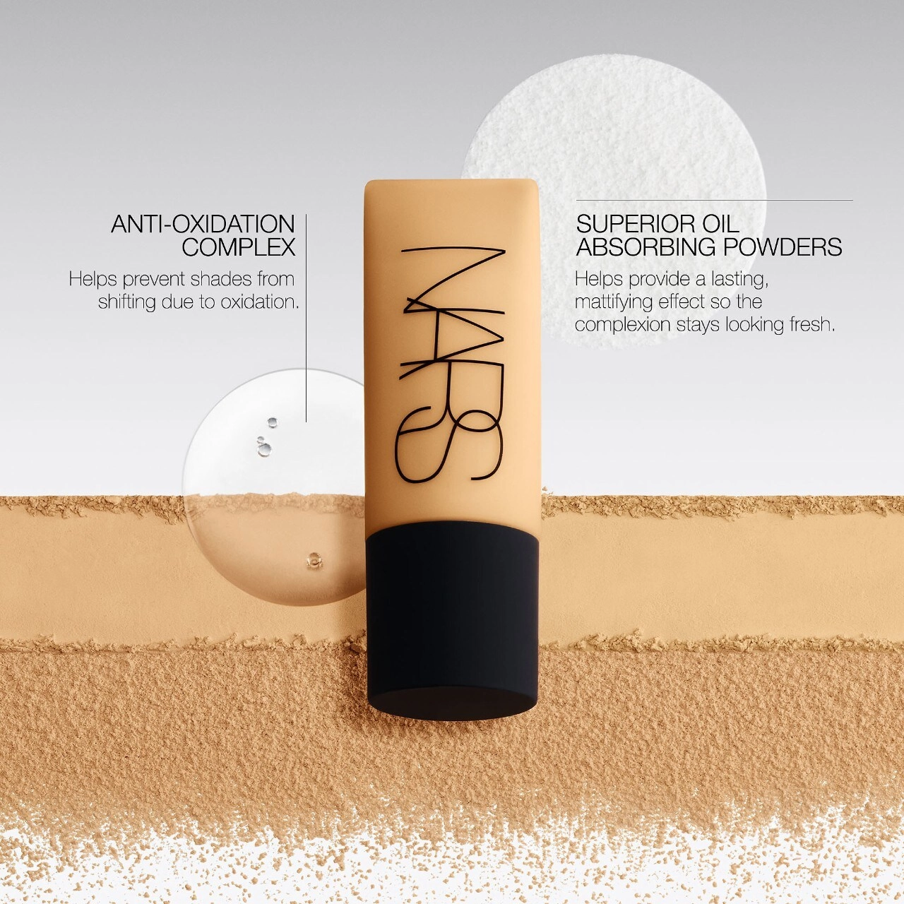 NARS Soft Matte Complete Foundation Color: Vanuatu - M3.5 - Medium to Medium-Deep with Warm Undertones and Olive Tone - Image 7