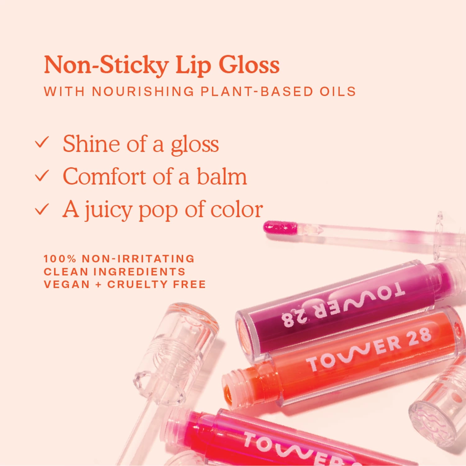 Tower 28 Beauty ShineOn Lip Jelly Non-Sticky Gloss Color: Oat - Semi-Sheer, Milky Peachy Pink Vegan - Image 5