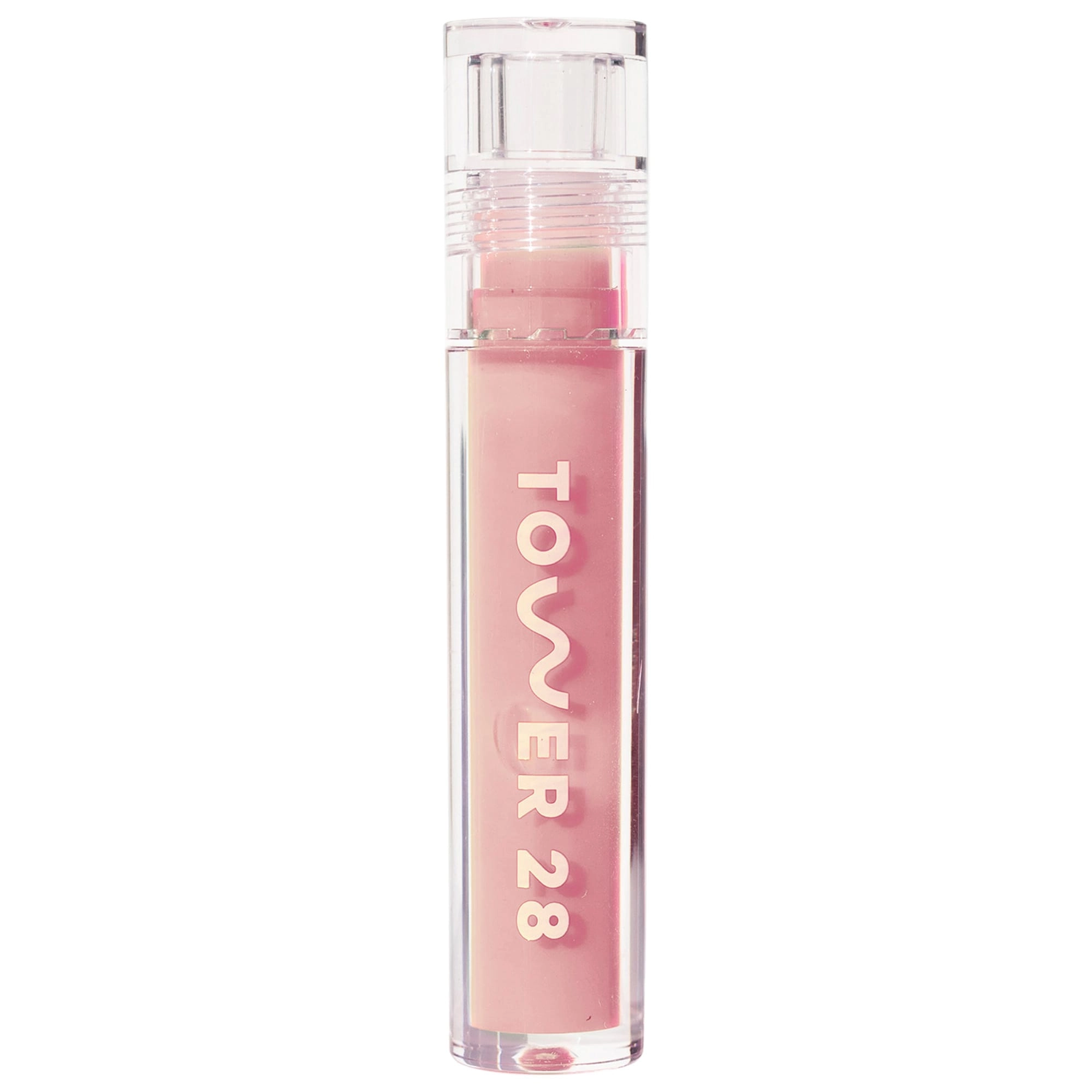 Tower 28 Beauty ShineOn Lip Jelly Non-Sticky Gloss Color: Oat - Semi-Sheer, Milky Peachy Pink Vegan