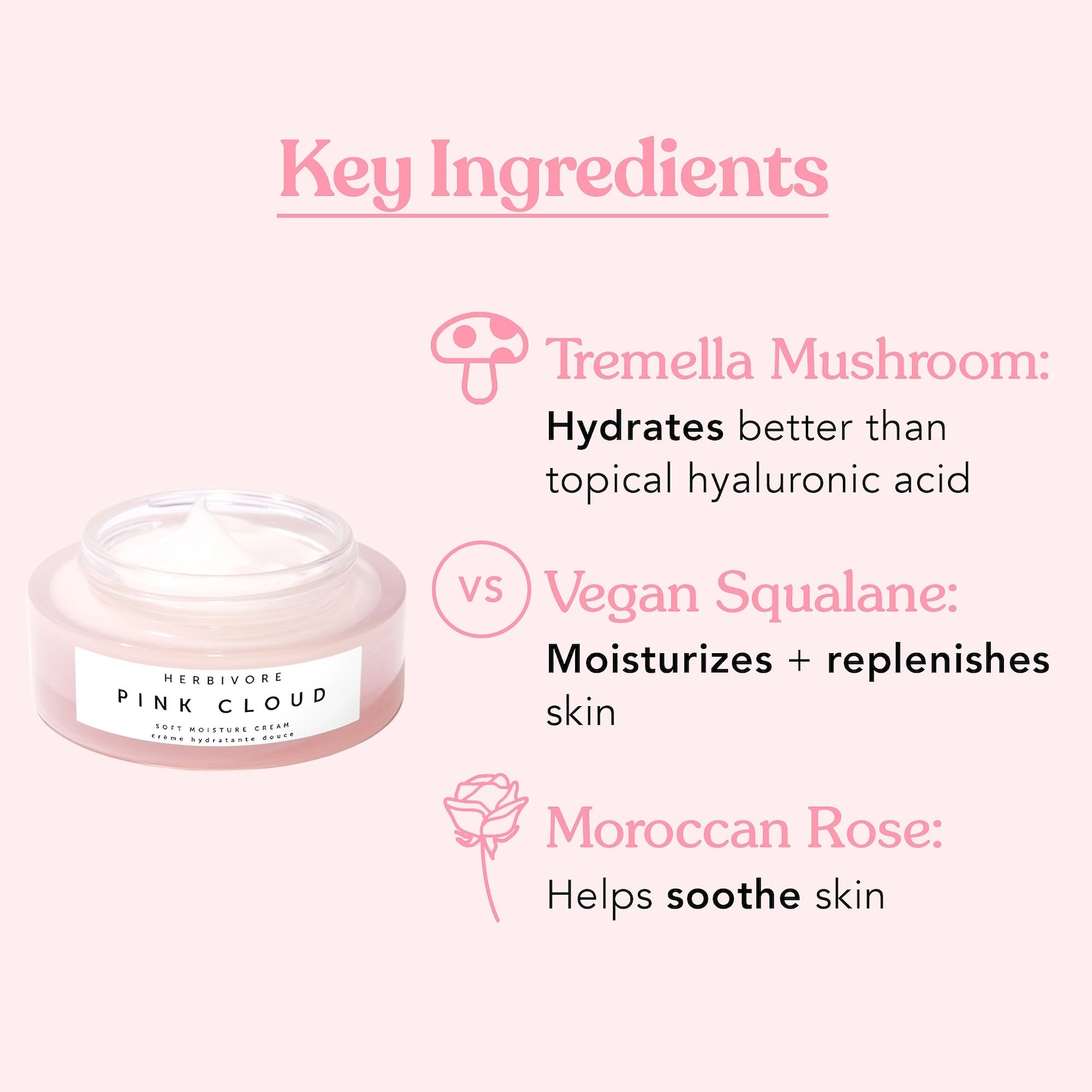 Herbivore Pink Cloud Soft Moisture Cream 1.7 oz/50 mL Hydrating Plumping Normal Skin - Image 2