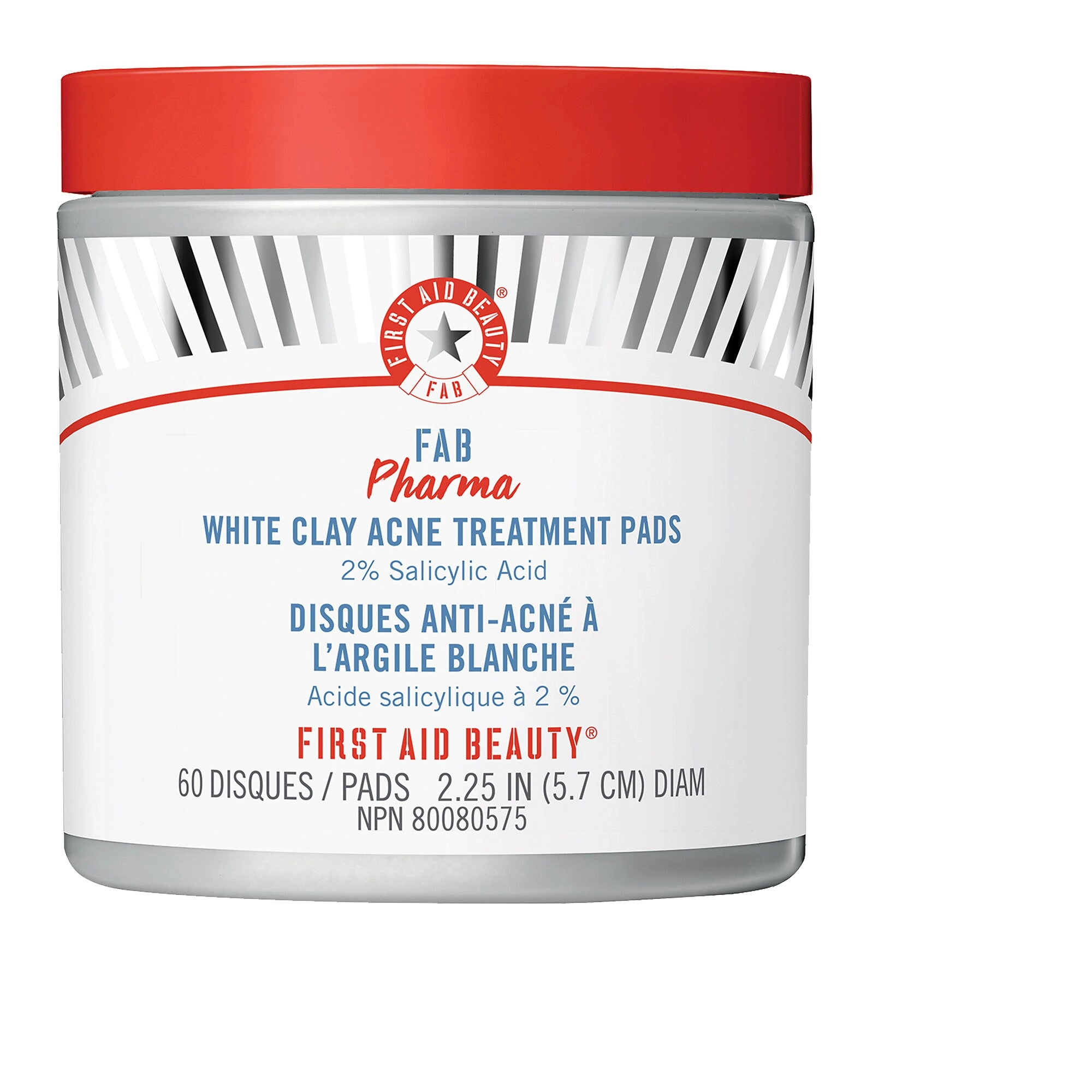 First Aid Beauty FAB Pharma White Clay Acne Treatment Pads 2% Salicylic Acid