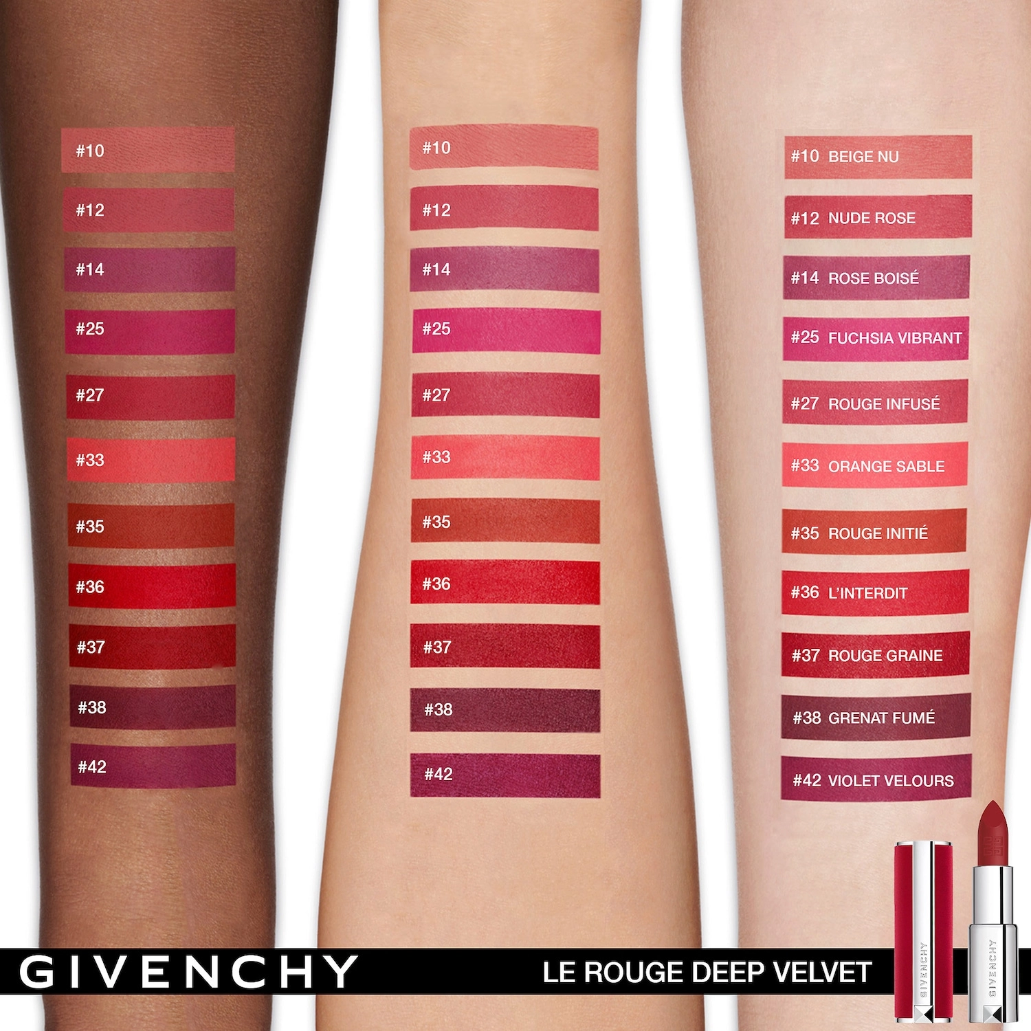 Givenchy Le Rouge Deep Velvet Matte Lipstick Color: 36 L’Interdit - Classic True Red - Image 2