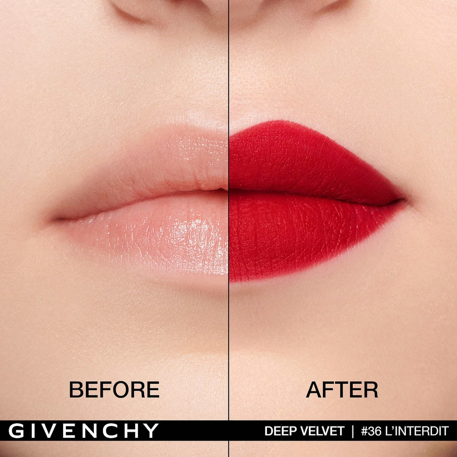 Givenchy Le Rouge Deep Velvet Matte Lipstick Color: 36 L’Interdit - Classic True Red - Image 3