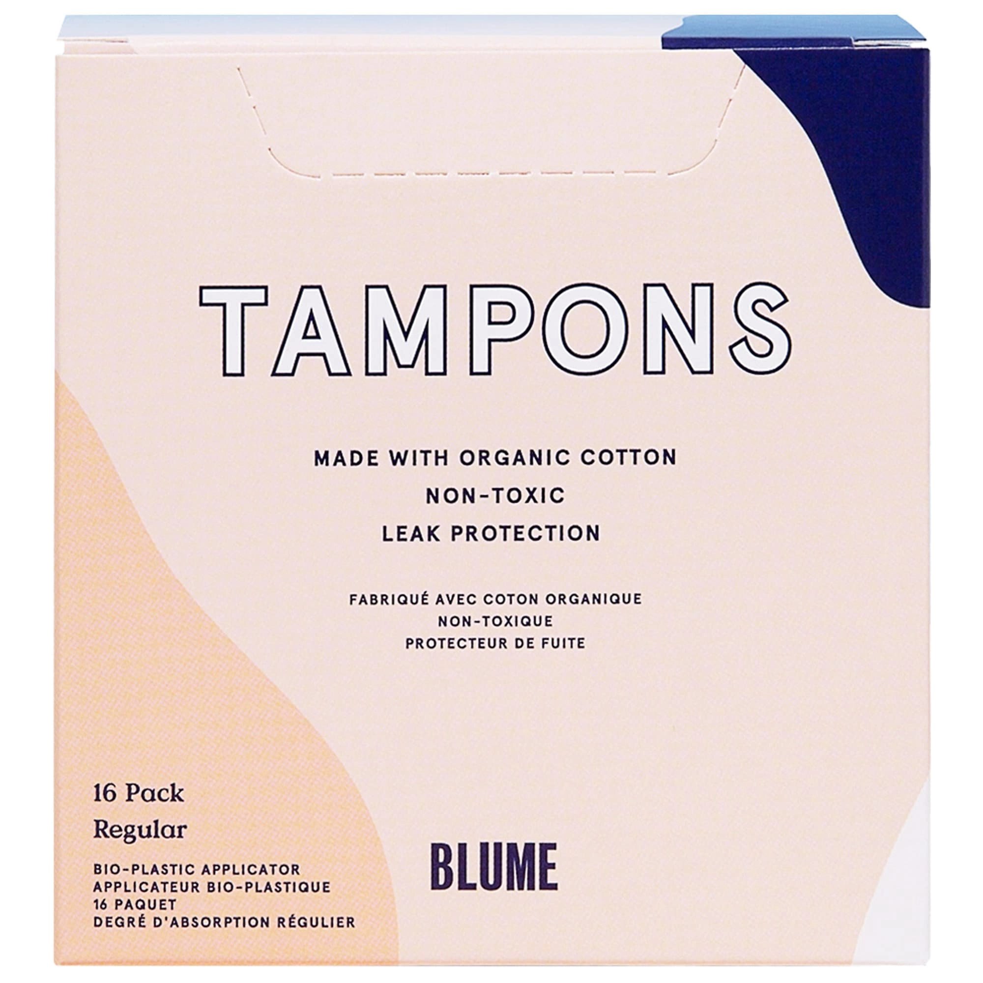 Blume Regular Tampons - 16 Pack, 100% Organic Cotton, Vegan, Clean
