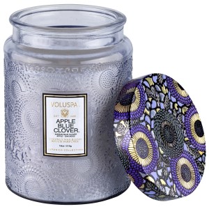VOLUSPA Apple Blue Clover Glass Jar Candle 18 oz/ 510 g Floral Scent