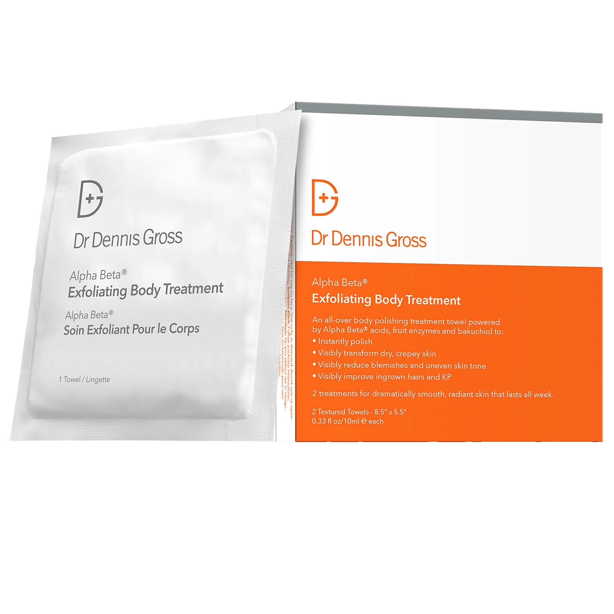 Dr. Dennis Gross Skincare Mini Alpha Beta® Exfoliating Body Treatment Peel - 2 Textured Towels