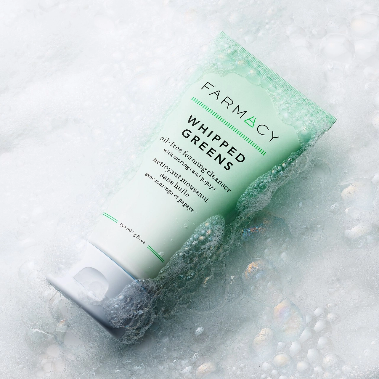 Farmacy Whipped Greens Oil-Free Foaming Cleanser with Moringa and Papaya - 5 oz / 150 mL - Image 2