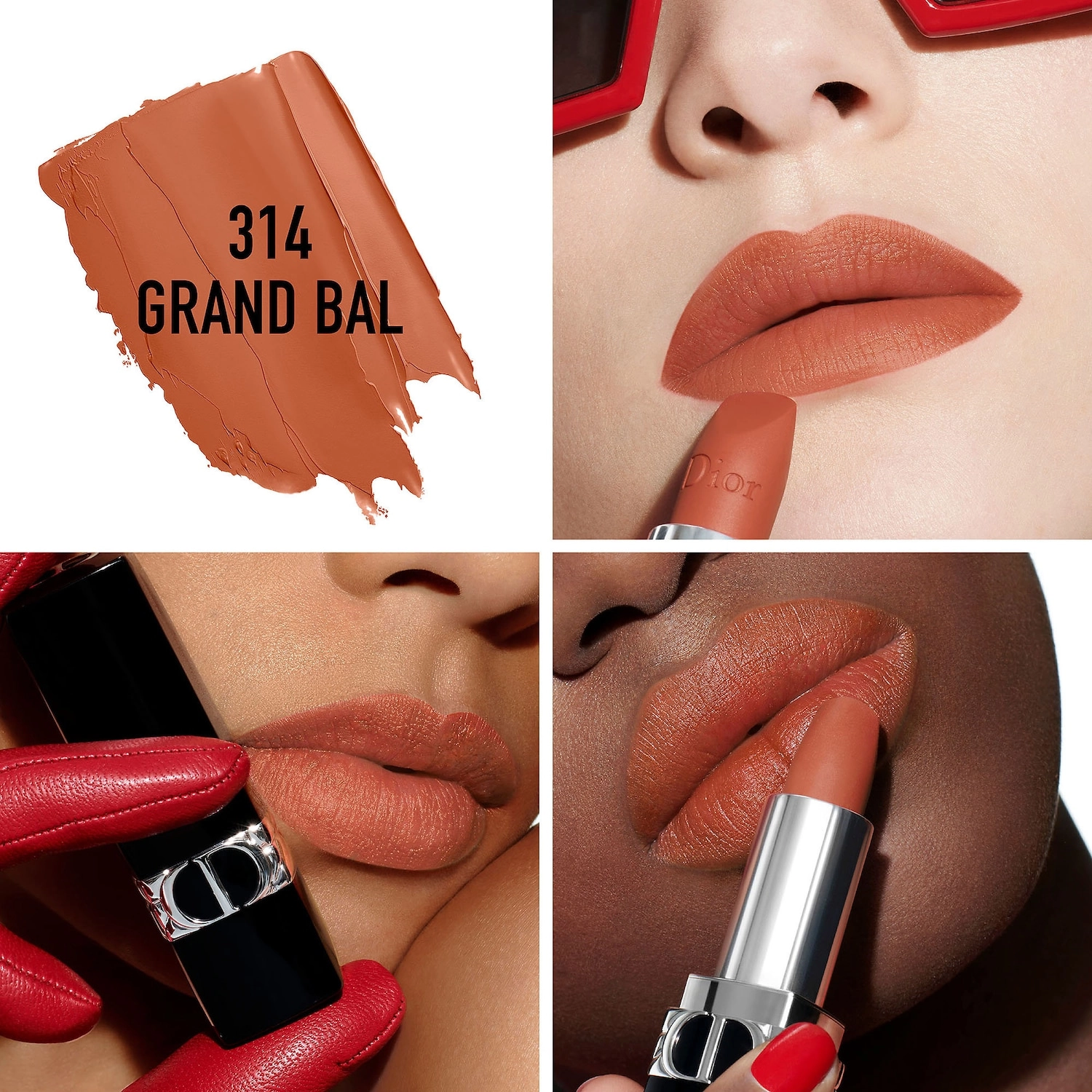 Dior Rouge Dior Refillable Lipstick Color: 314 Grand Bal Matte - Peach Nude - Image 4