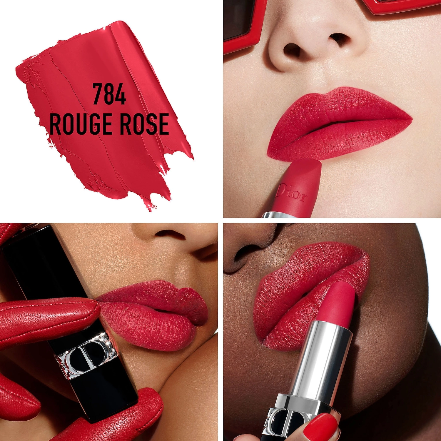 Dior Rouge Dior Refillable Lipstick 784 Rouge Rose Matte - Image 4