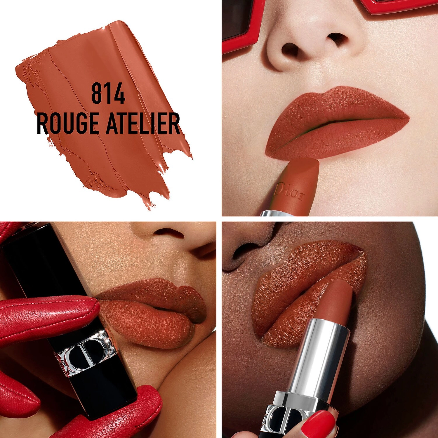 Dior Rouge Dior Refillable Lipstick Color: 814 Rouge Atelier Matte - Brick Red - Image 4