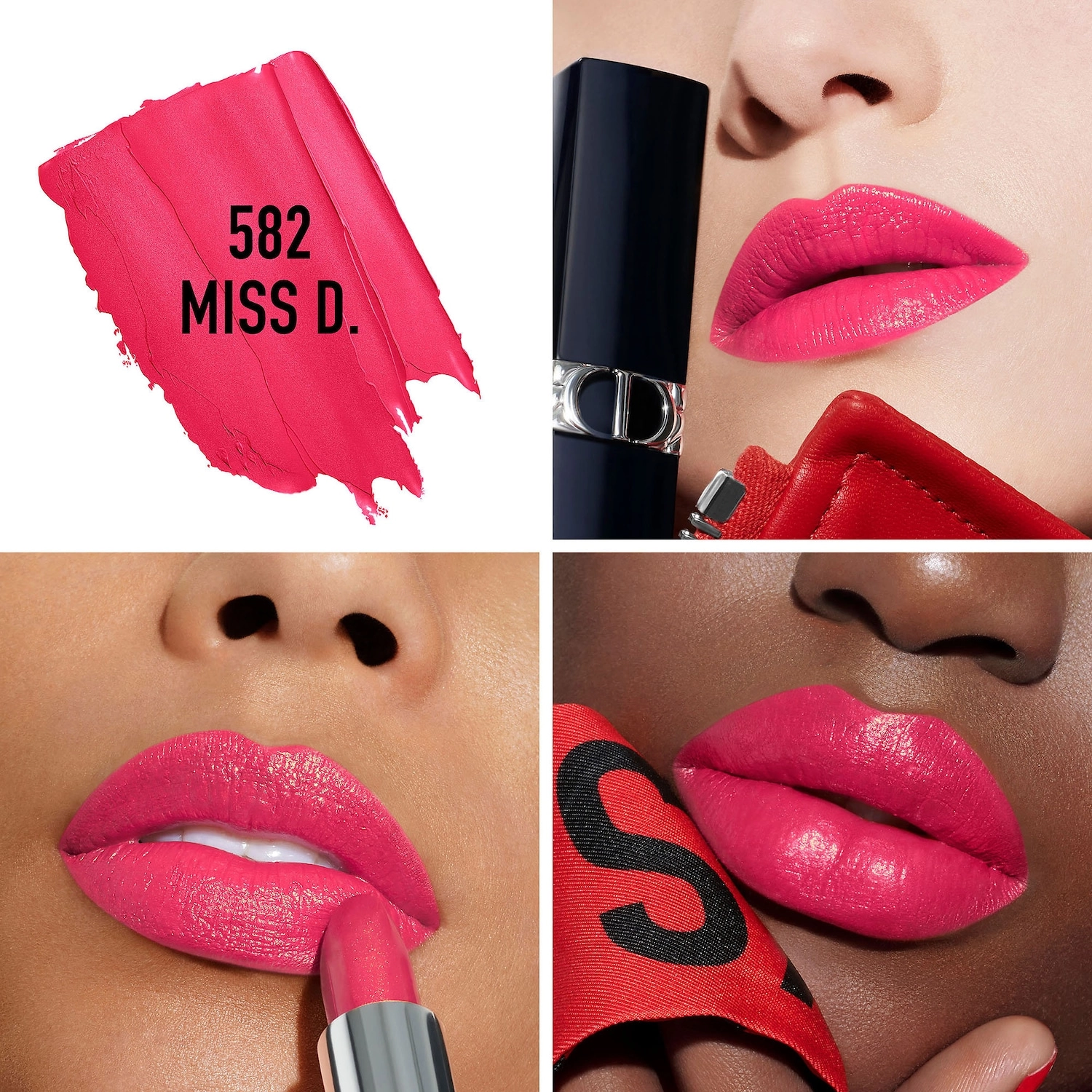Dior Rouge Dior Refillable Lipstick Color 582 Miss D. Metallic - Bright Pink - Image 4