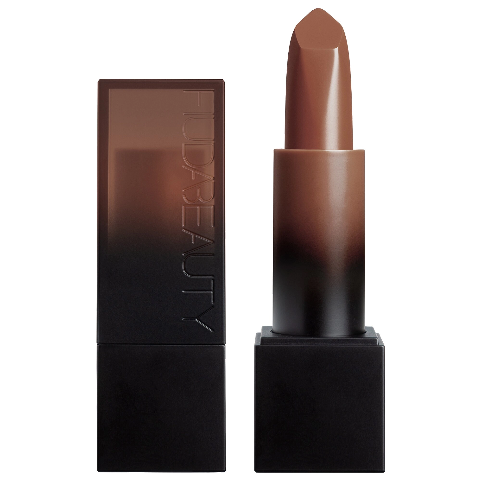 HUDA BEAUTY Power Bullet Cream Glow Hydrating Lipstick in Self Made - Rich Chocolate Brown