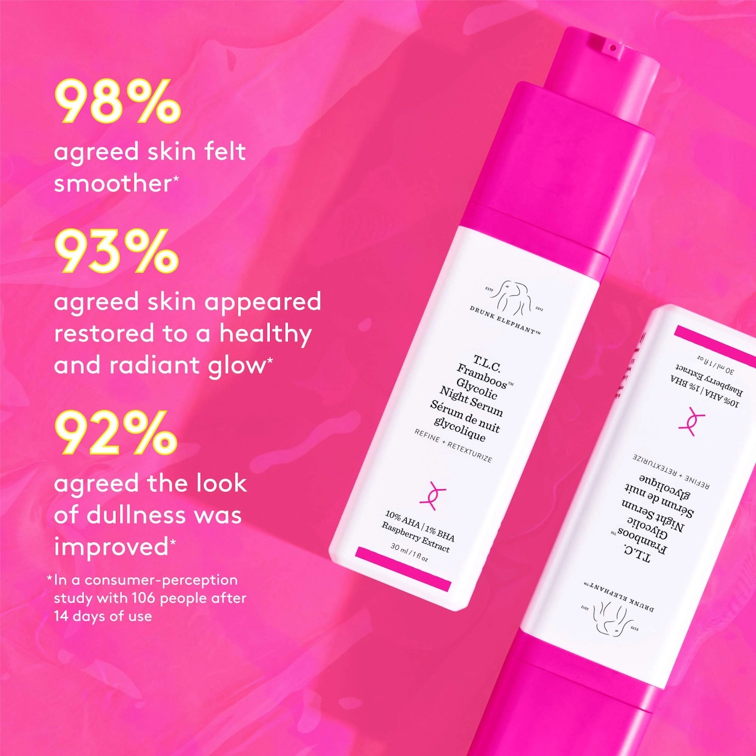 Drunk Elephant T. L. C. Framboos™ Glycolic Resurfacing Night Serum - Size: 1.7 oz/ 50 mL - Image 3