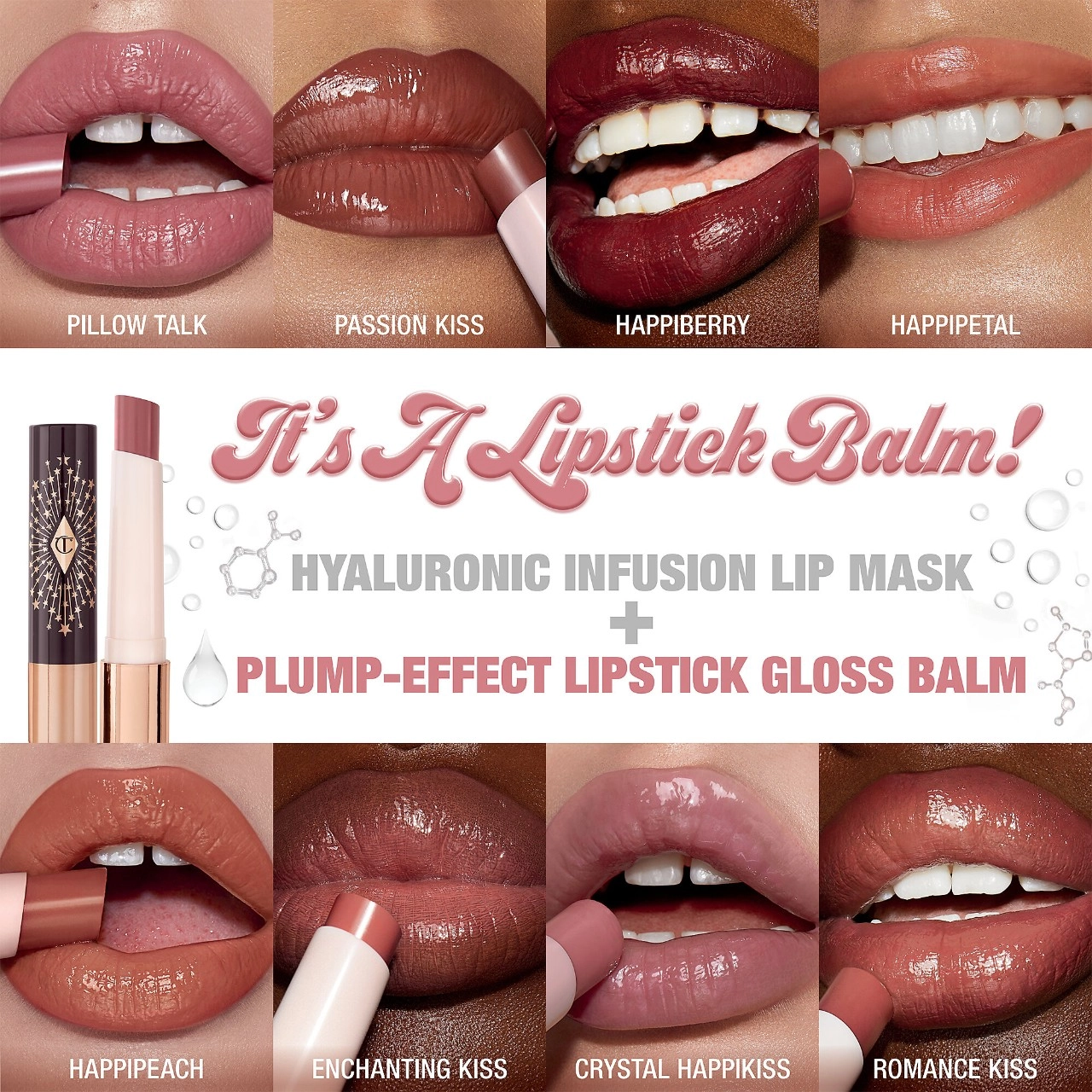 Charlotte Tilbury Hyaluronic Happikiss Lipstick Balm - Passion Kiss, Soft Brown, Vegan - Image 2