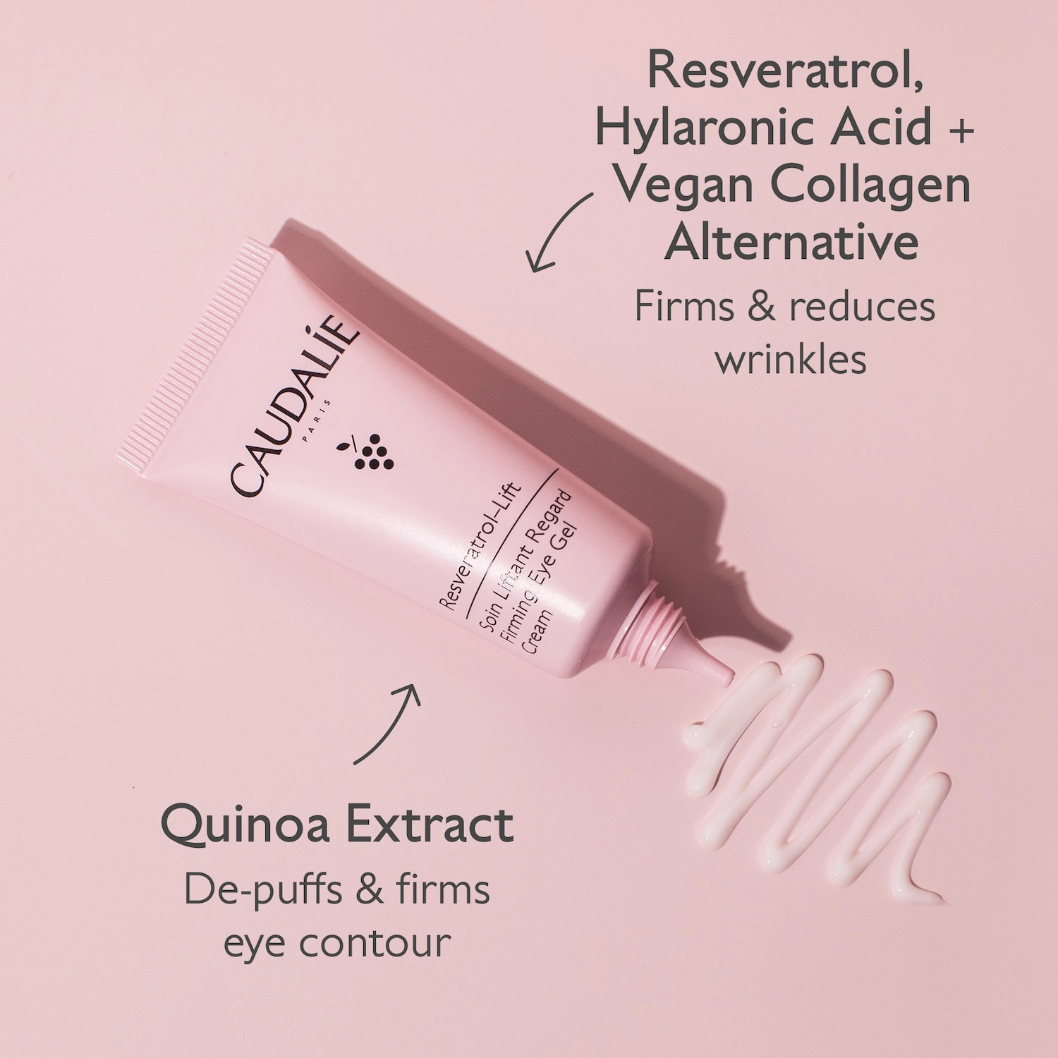 Caudalie Resveratrol Lift Firming Eye Gel-Cream Size: 0.5 oz/15 mL Vegan Hyaluronic Acid - Image 2