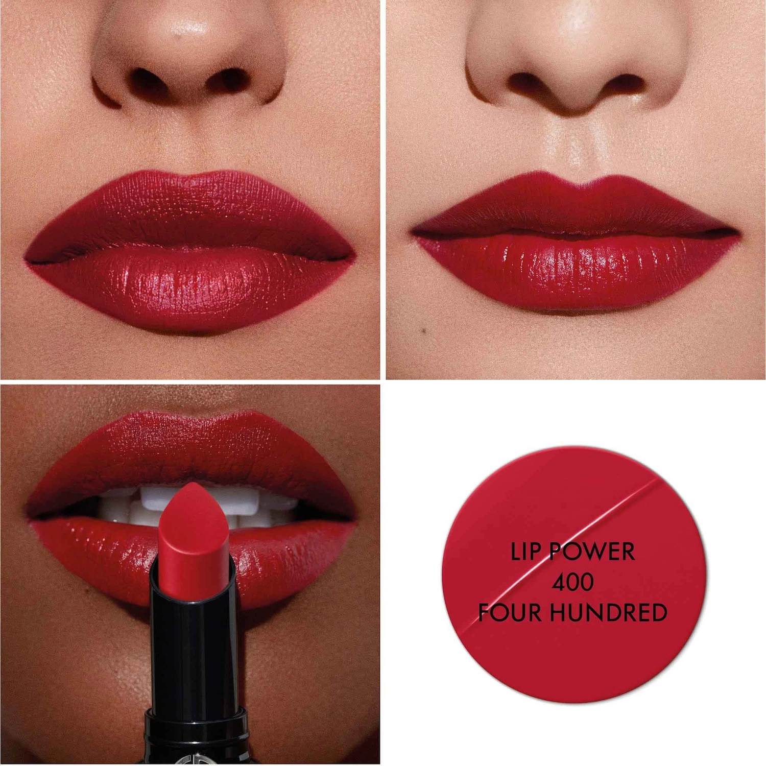 Armani Beauty Lip Power Satin Long Lasting Lipstick Color: 400 Four Hundred - Neutral Red - Image 5
